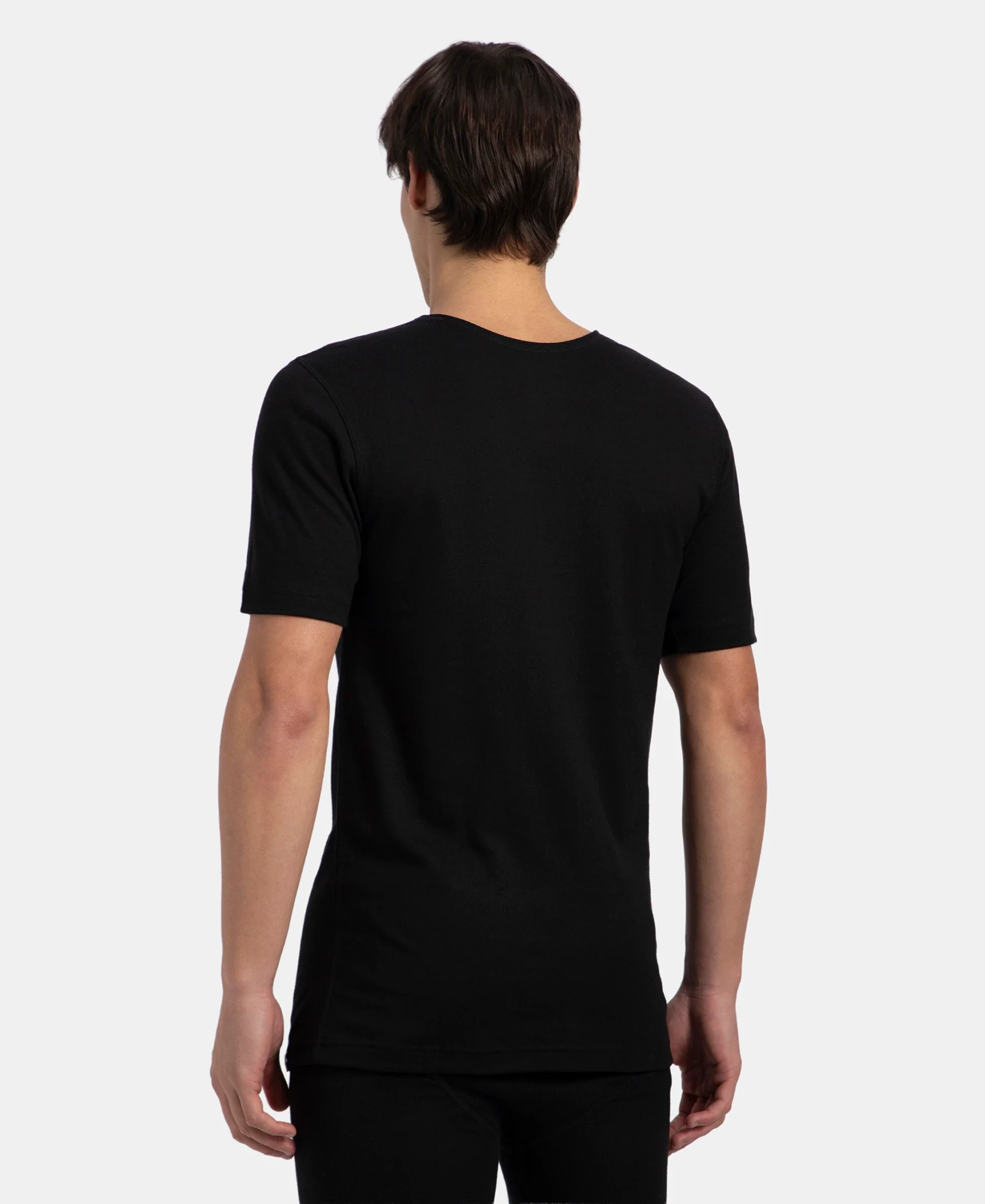 Super Warm Super Combed Cotton Rich Brushed Fabric Half Sleeved Thermal Undershirt with StayWarm Technology - Black - Image 3