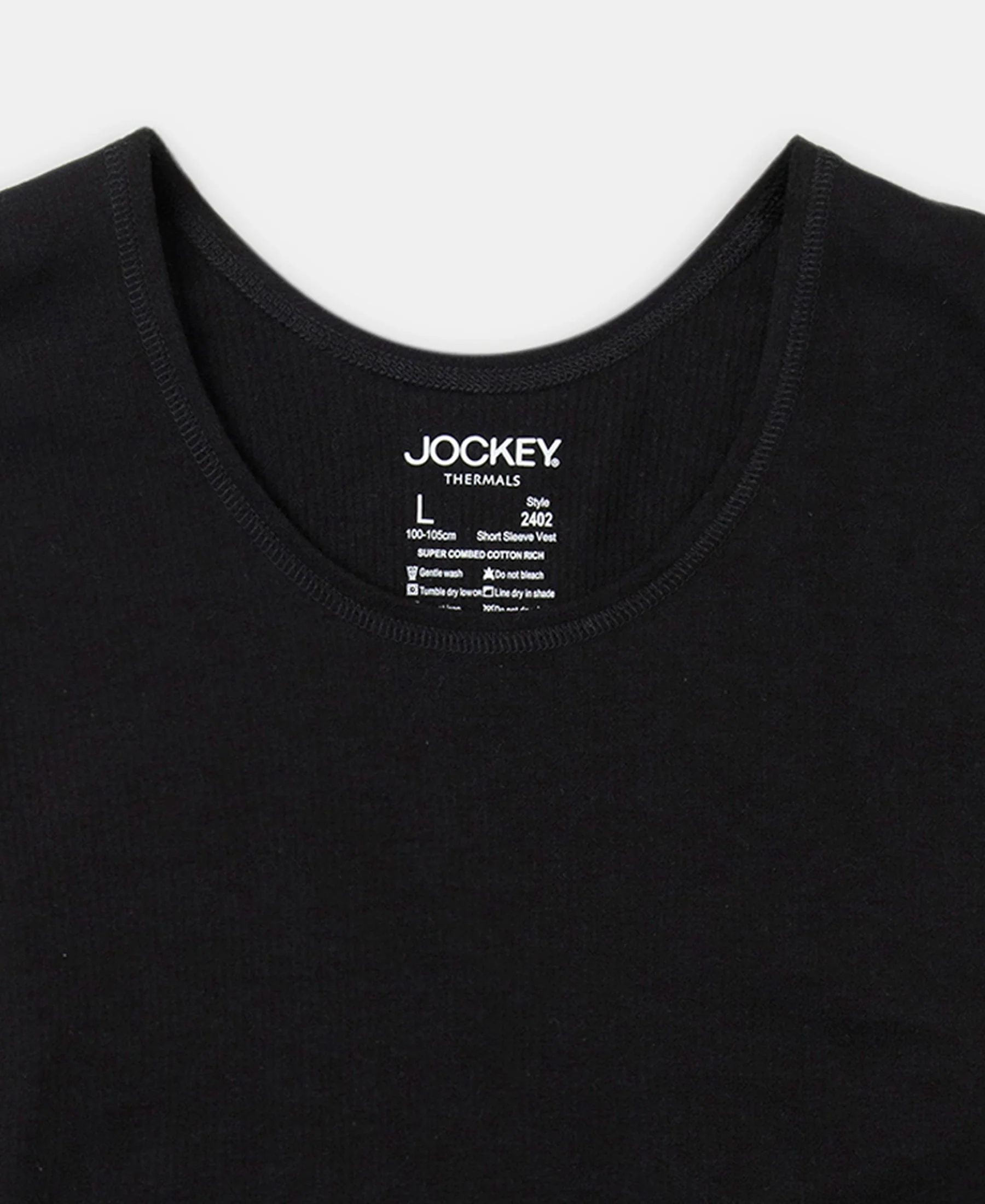 Super Warm Super Combed Cotton Rich Brushed Fabric Half Sleeved Thermal Undershirt with StayWarm Technology - Black - Image 9