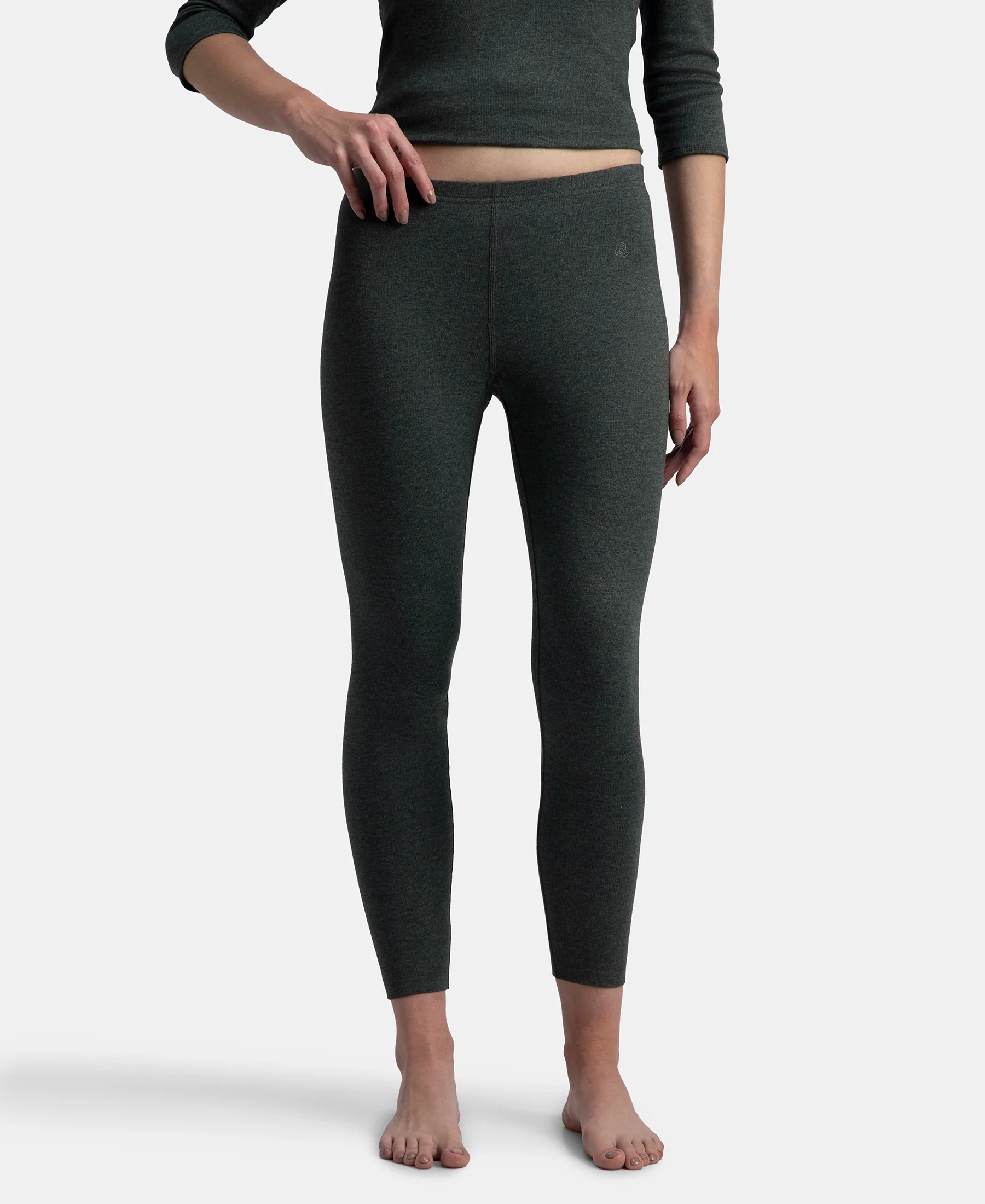 Super Warm Super Combed Cotton Rich Brushed Fabric Thermal Leggings with StayWarm Technology - Charcoal Melange