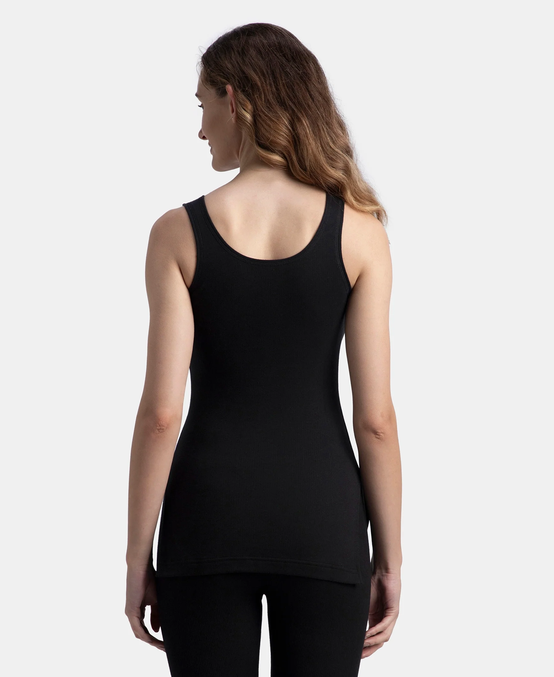 Super Warm Super Combed Cotton Rich Brushed Fabric Thermal Tank Top with StayWarm Technology - Black - Image 3