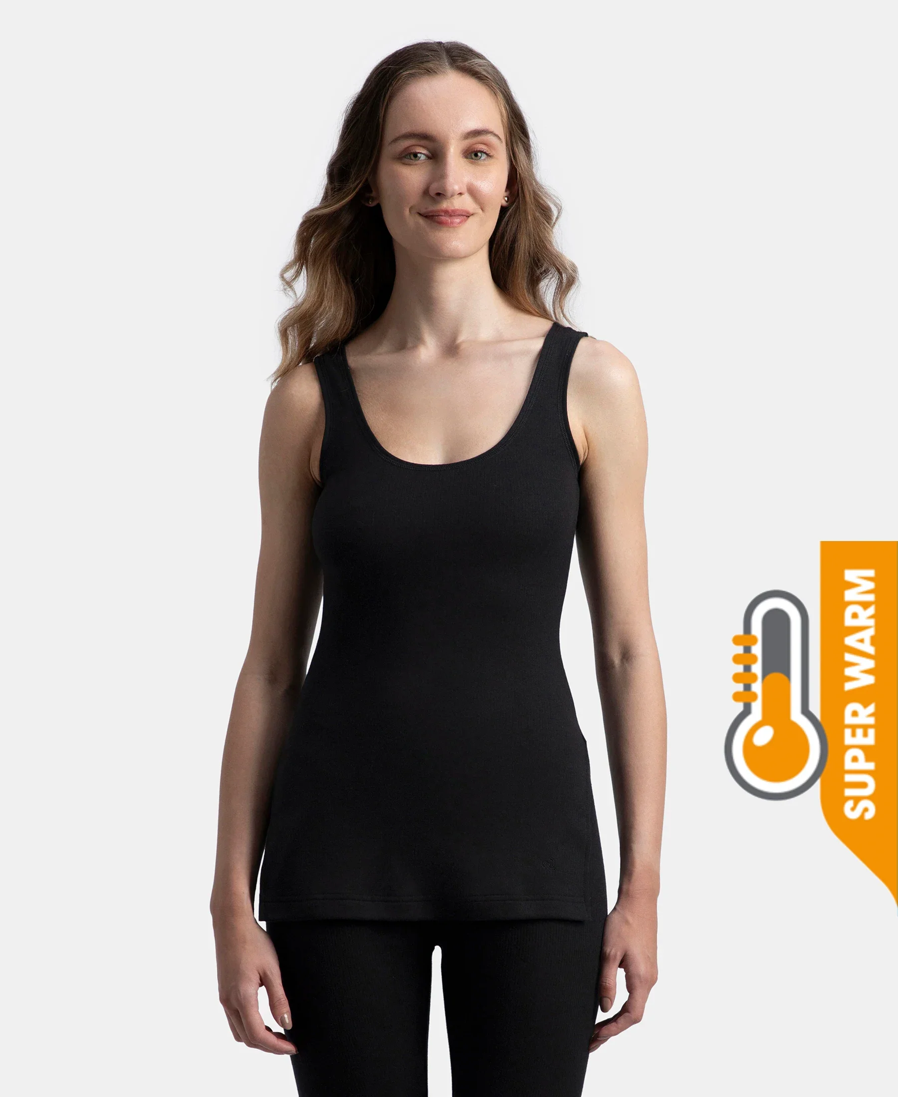 Super Warm Super Combed Cotton Rich Brushed Fabric Thermal Tank Top with StayWarm Technology - Black - Image 5