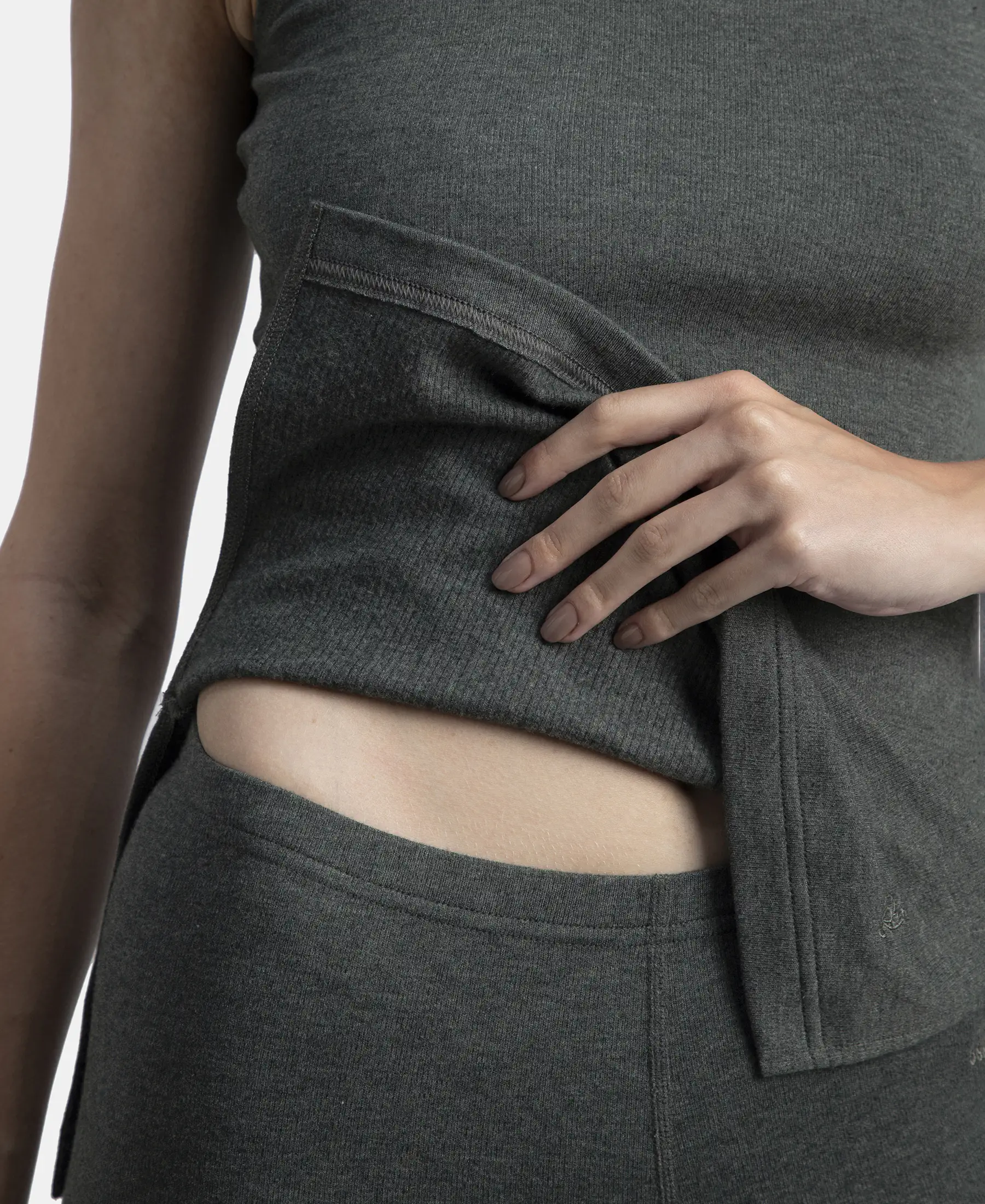 Super Warm Super Combed Cotton Rich Brushed Fabric Thermal Tank Top with StayWarm Technology - Charcoal Melange - Image 9