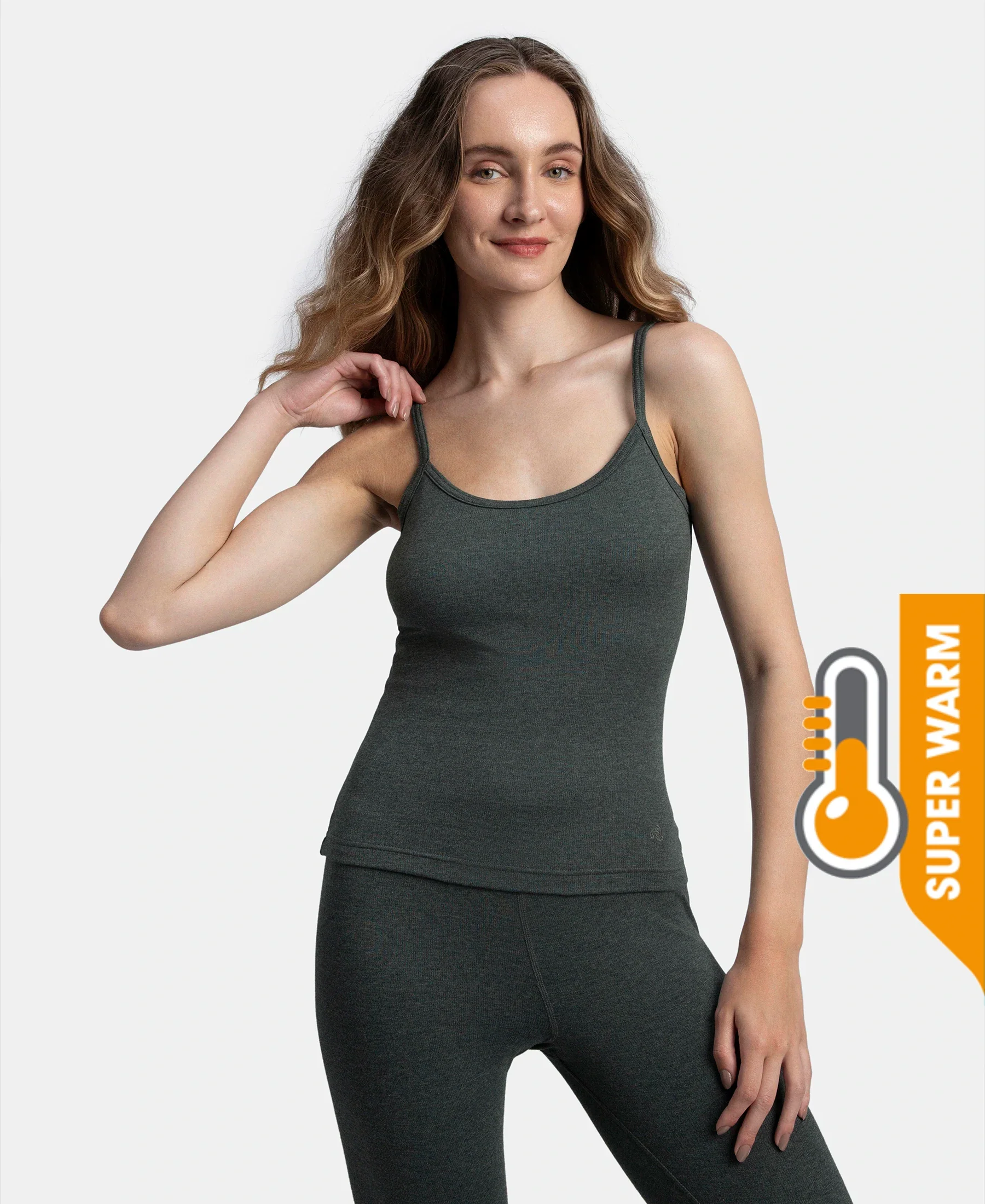 Super Warm Super Combed Cotton Rich Brushed Thermal Camisole with StayWarm Technology - Charcoal Melange - Image 5