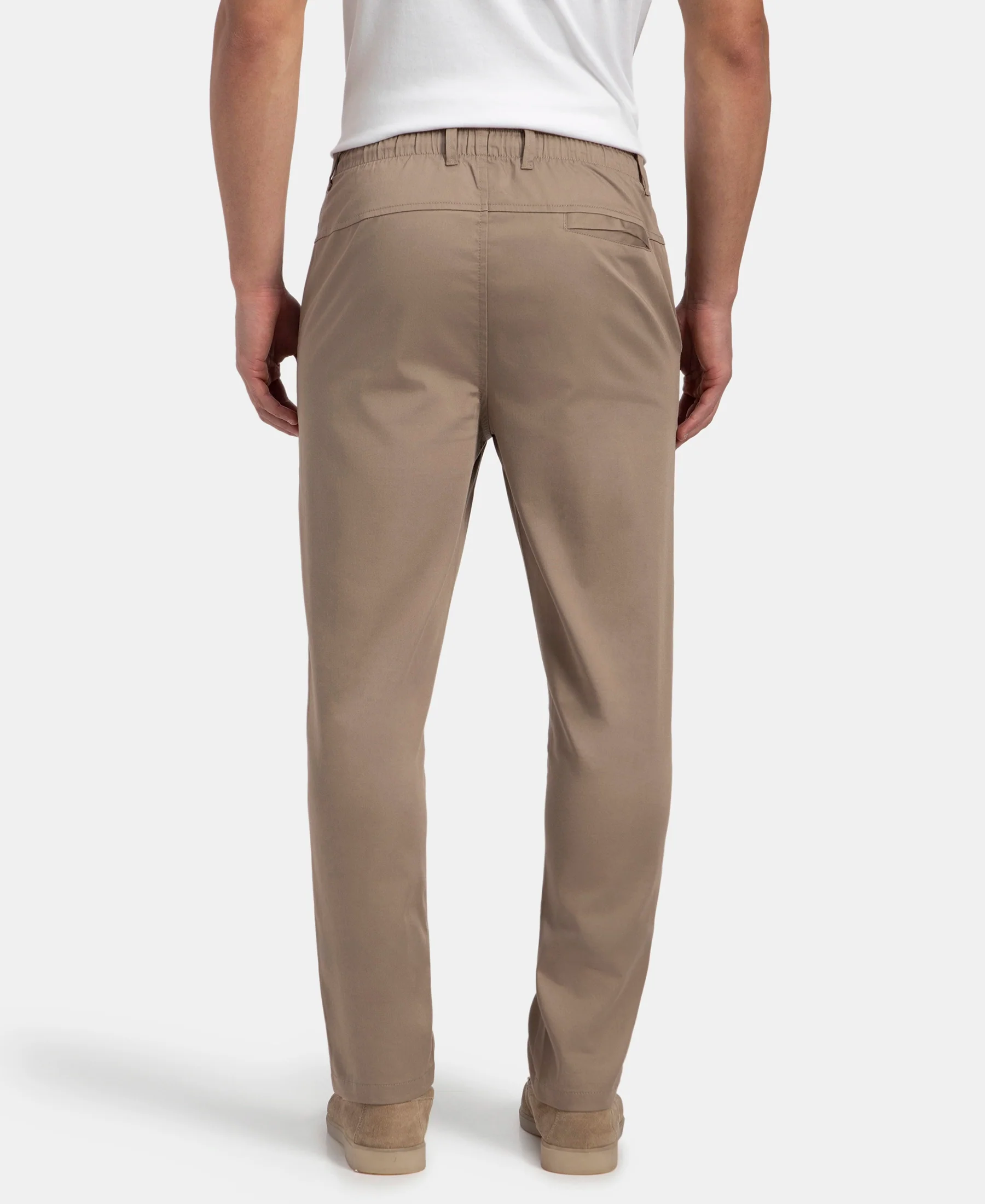 Super Combed Cotton Rich Elastane Stretch Woven Fabric Slim Fit All Day Pants - Desert Taupe - Image 3
