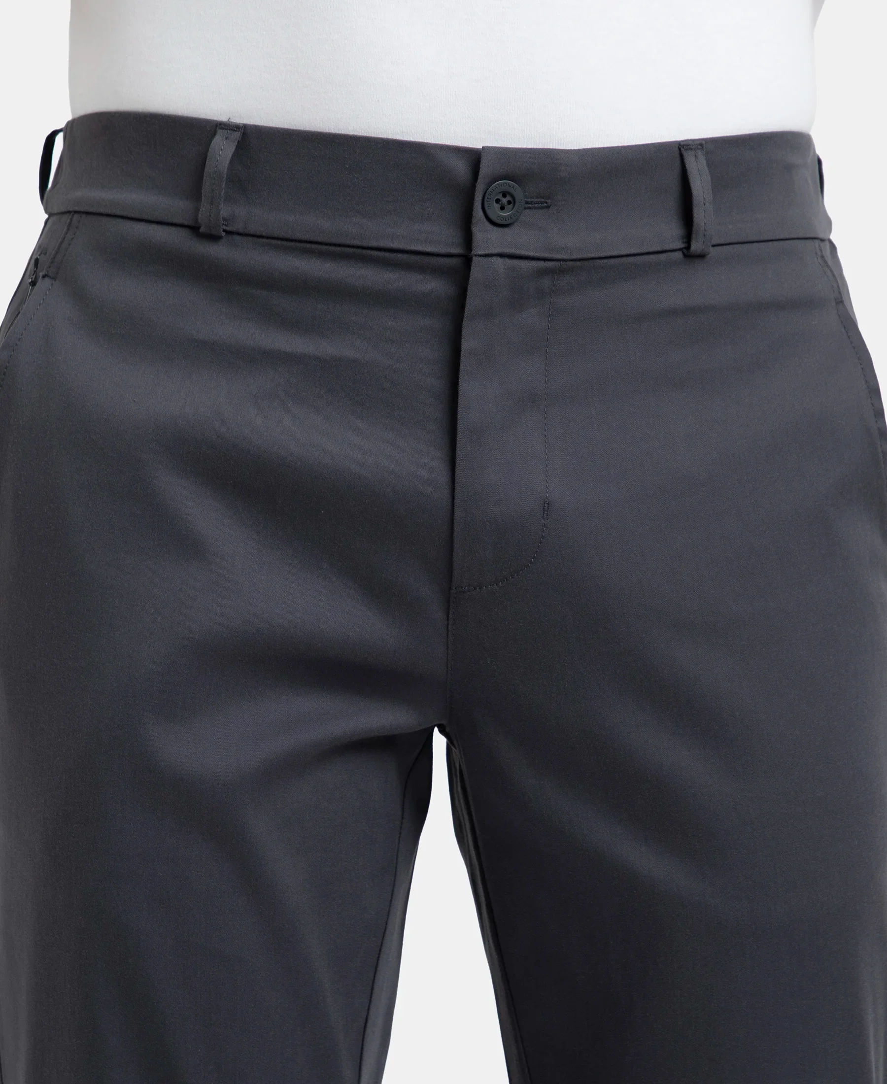 Super Combed Cotton Rich Elastane Stretch Woven Fabric Slim Fit All Day Pants - Graphite - Image 6