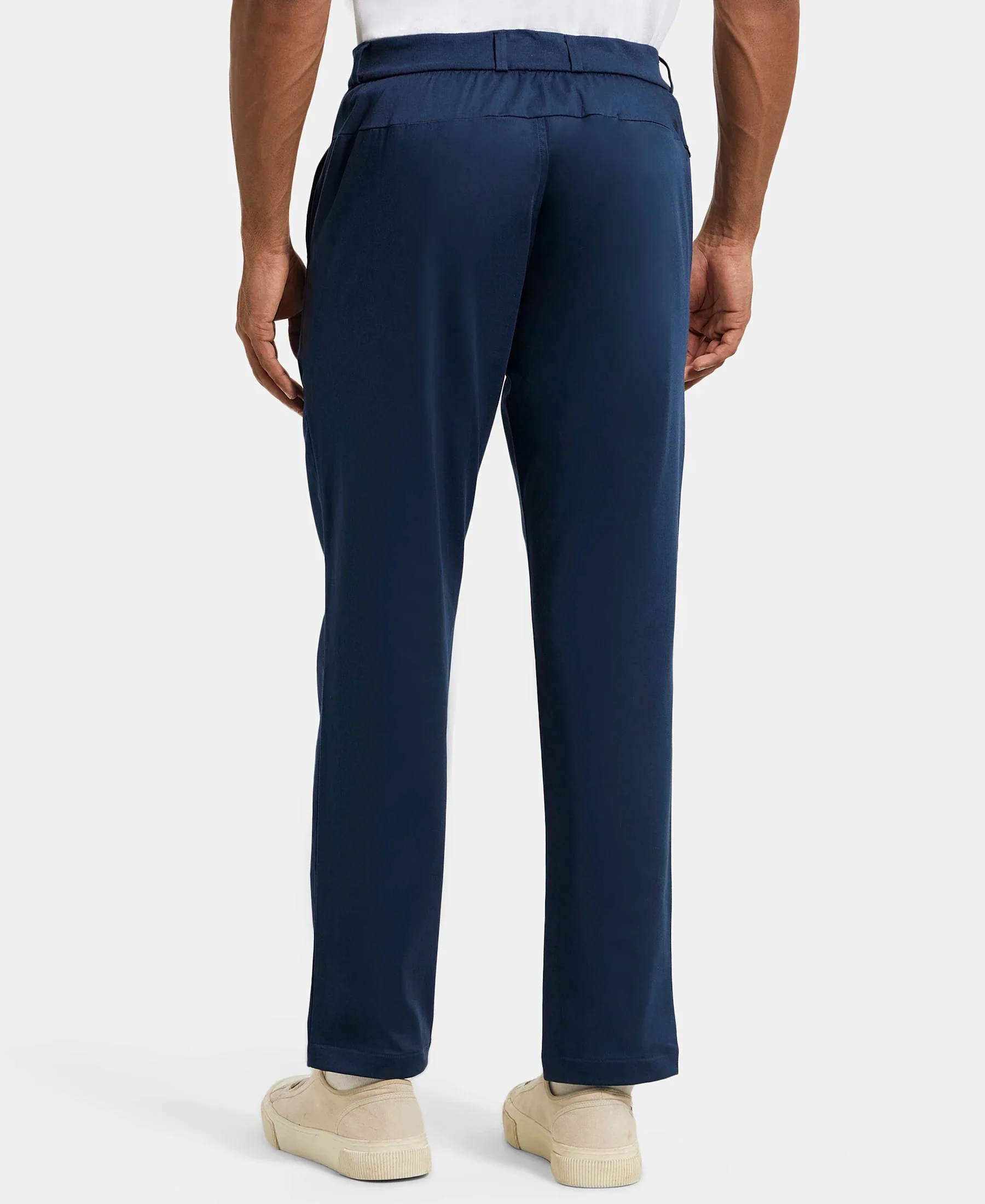 Super Combed Cotton Rich Elastane Stretch Woven Fabric Slim Fit All Day Pants - Navy - Image 3