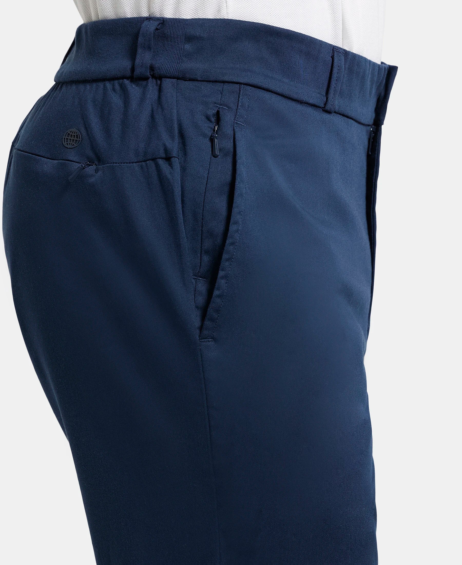 Super Combed Cotton Rich Elastane Stretch Woven Fabric Slim Fit All Day Pants - Navy - Image 7