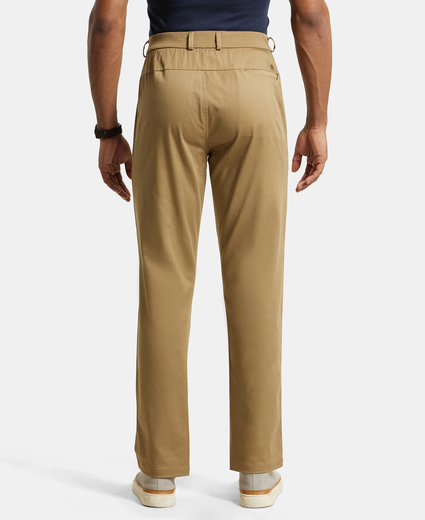 Super Combed Cotton Rich Elastane Stretch Woven Fabric Slim Fit All Day Pants - Sepia Tint - Image 3