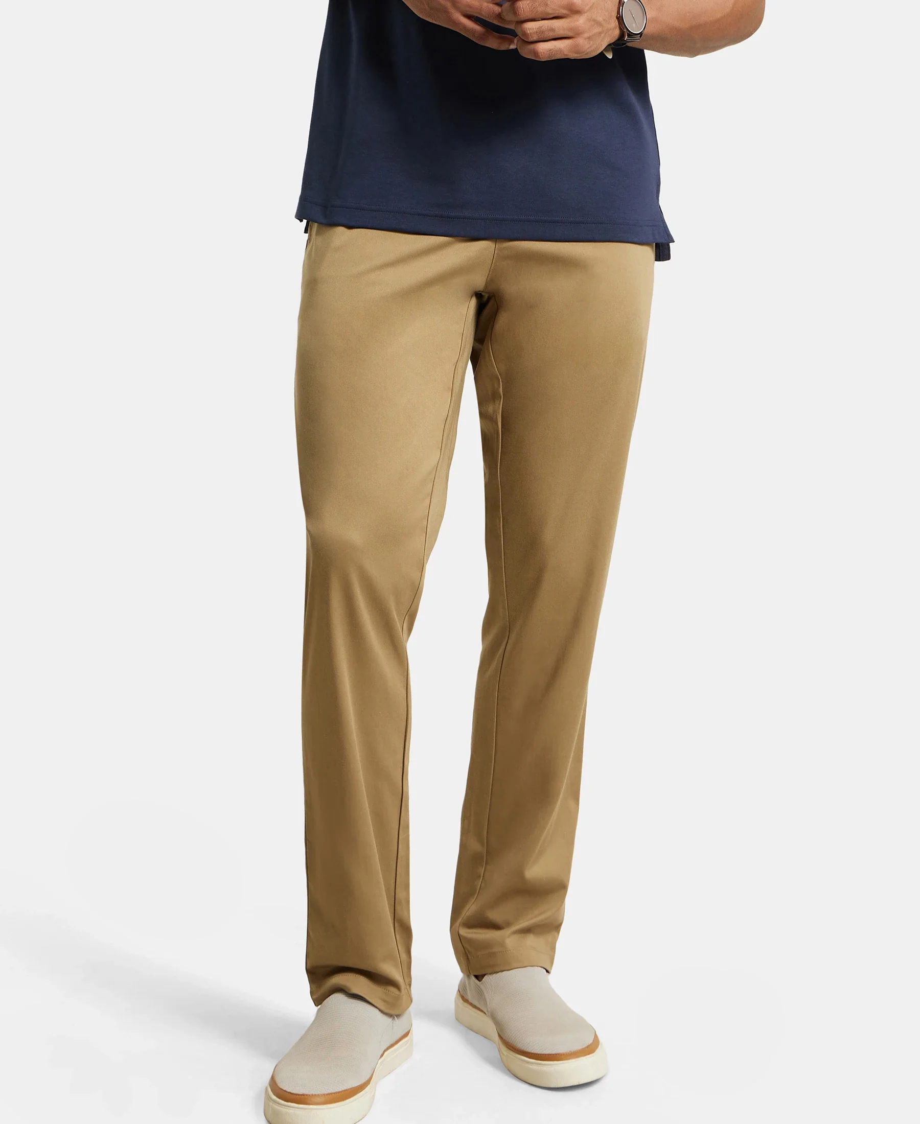 Super Combed Cotton Rich Elastane Stretch Woven Fabric Slim Fit All Day Pants - Sepia Tint - Image 5