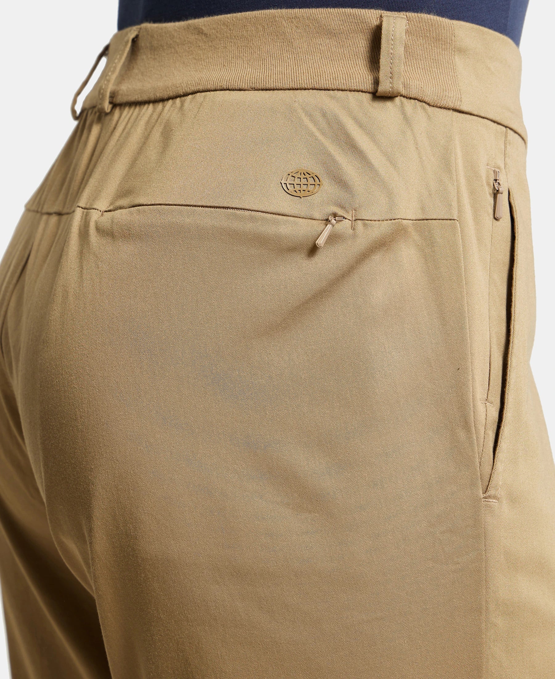 Super Combed Cotton Rich Elastane Stretch Woven Fabric Slim Fit All Day Pants - Sepia Tint - Image 7