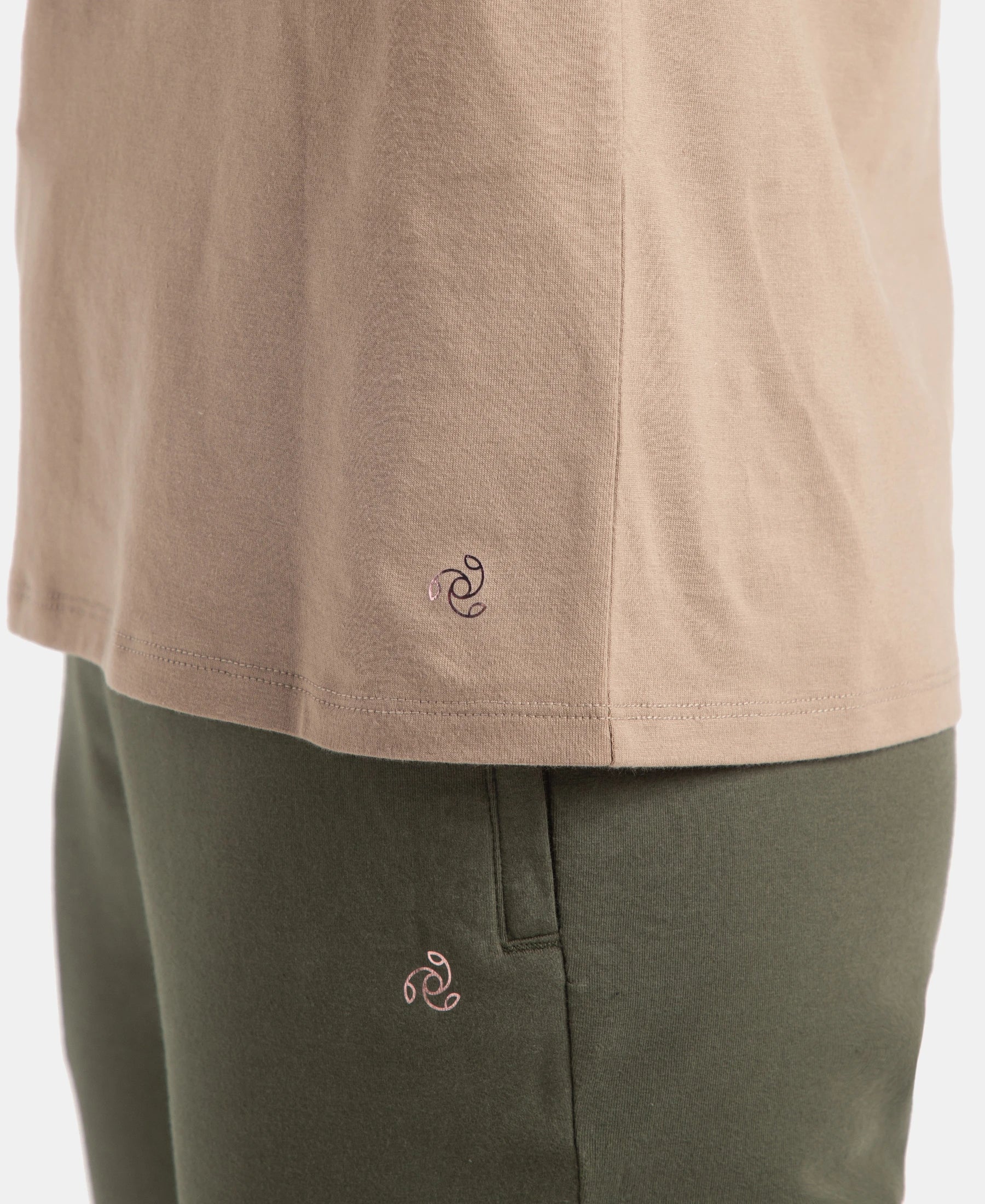 Super Combed Cotton Rich Fabric Relaxed Fit V-Neck Half Sleeve T-Shirt - Desert Taupe - Image 8