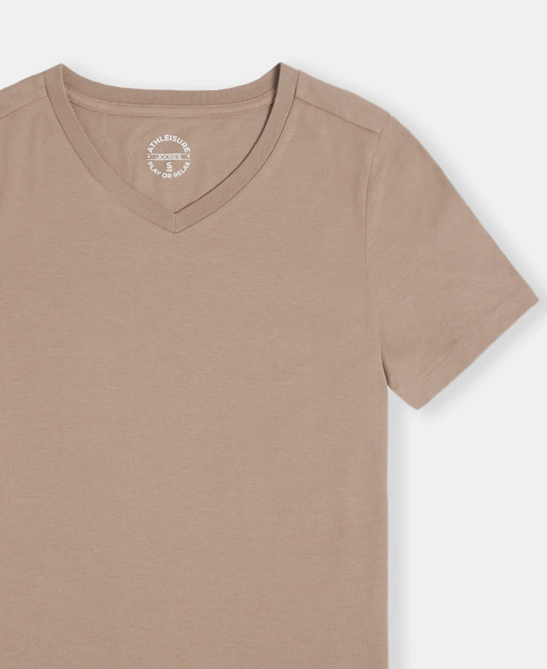 Super Combed Cotton Rich Fabric Relaxed Fit V-Neck Half Sleeve T-Shirt - Desert Taupe - Image 9
