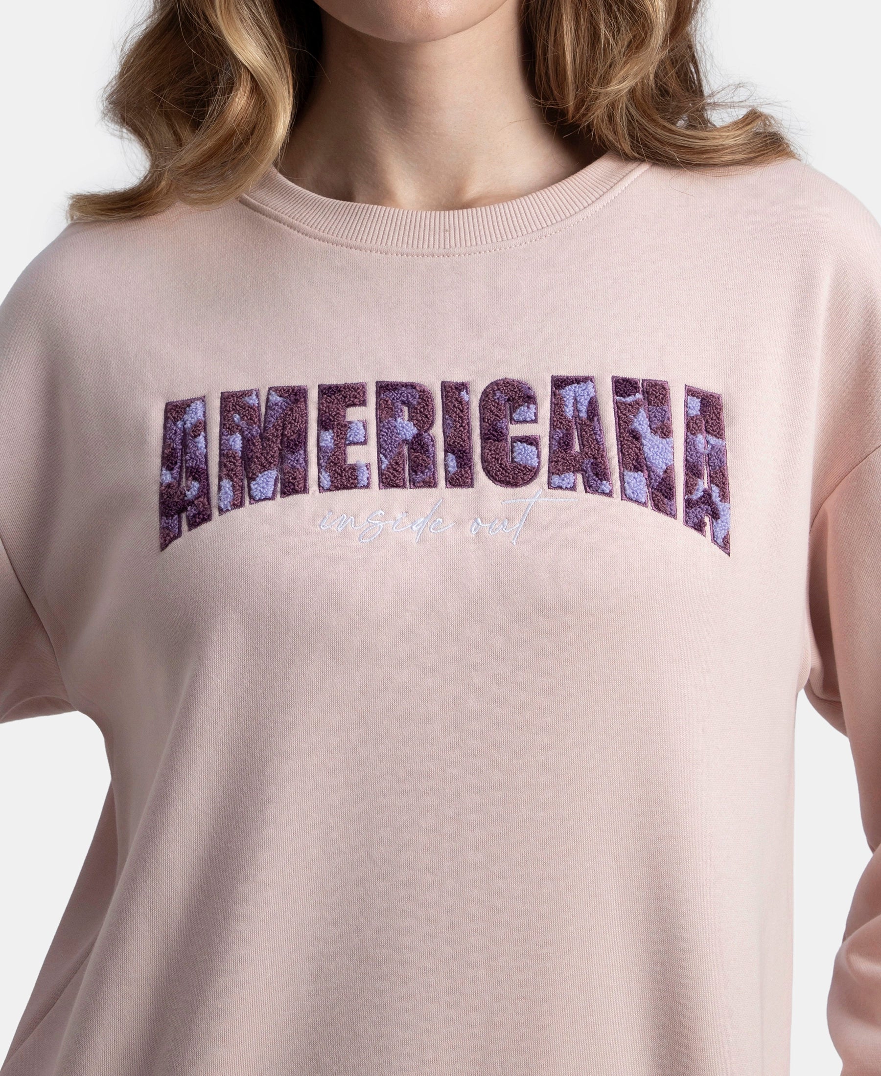 Super Combed Cotton Rich Fleece Fabric Oversized Printed Sweatshirt with StayWarm Tech - Hushed Violet - Image 9