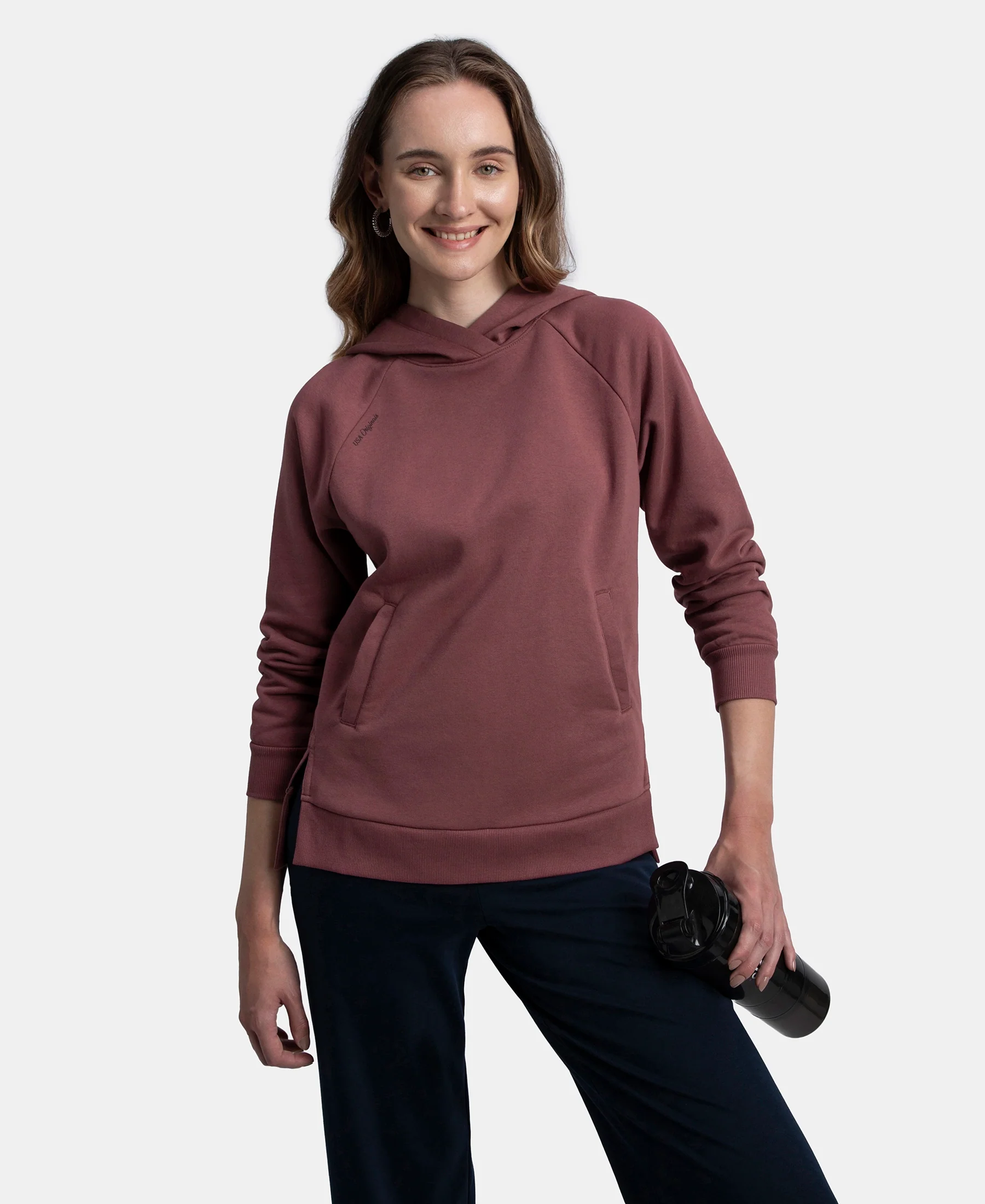 Super Combed Cotton Rich Fleece Fabric Raglan Sleeve Hoodie Sweatshirt - Wild Ginger - Image 5