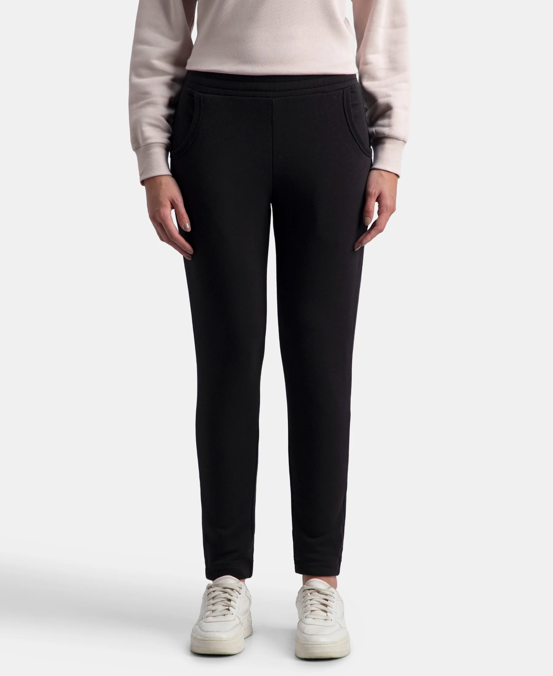 Super Combed Cotton Rich Fleece Fabric Regular Fit Joggers with StayWarm Technology - Black