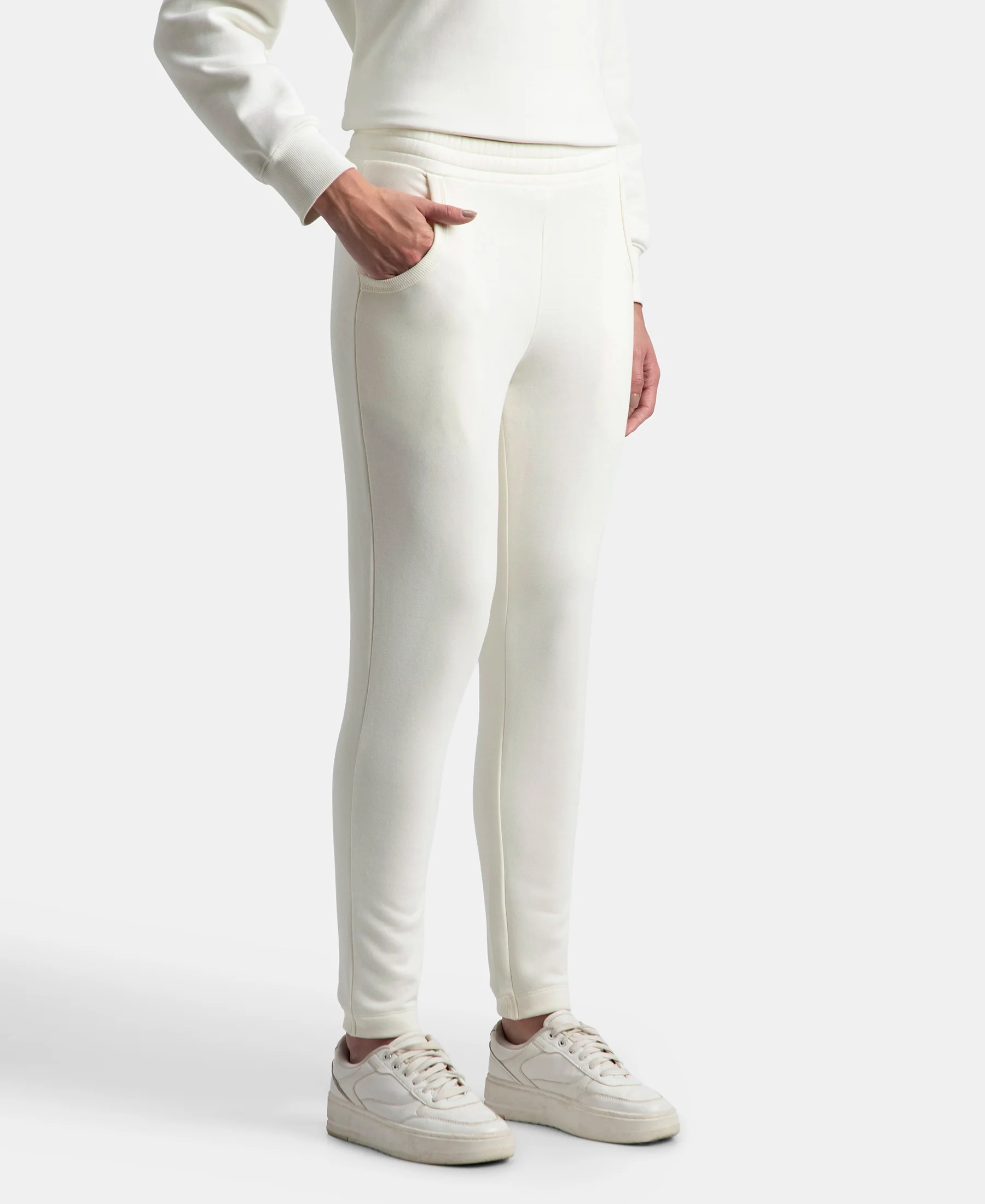 Super Combed Cotton Rich Fleece Fabric Regular Fit Joggers with StayWarm Technology - Cannoli Cream - Image 2
