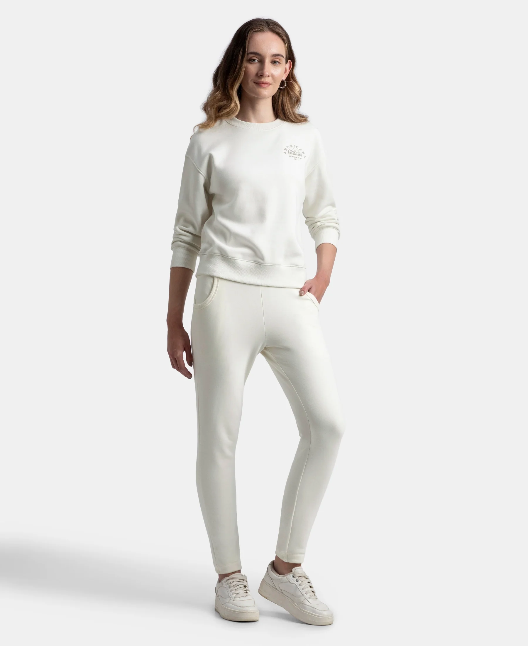 Super Combed Cotton Rich Fleece Fabric Regular Fit Joggers with StayWarm Technology - Cannoli Cream - Image 4