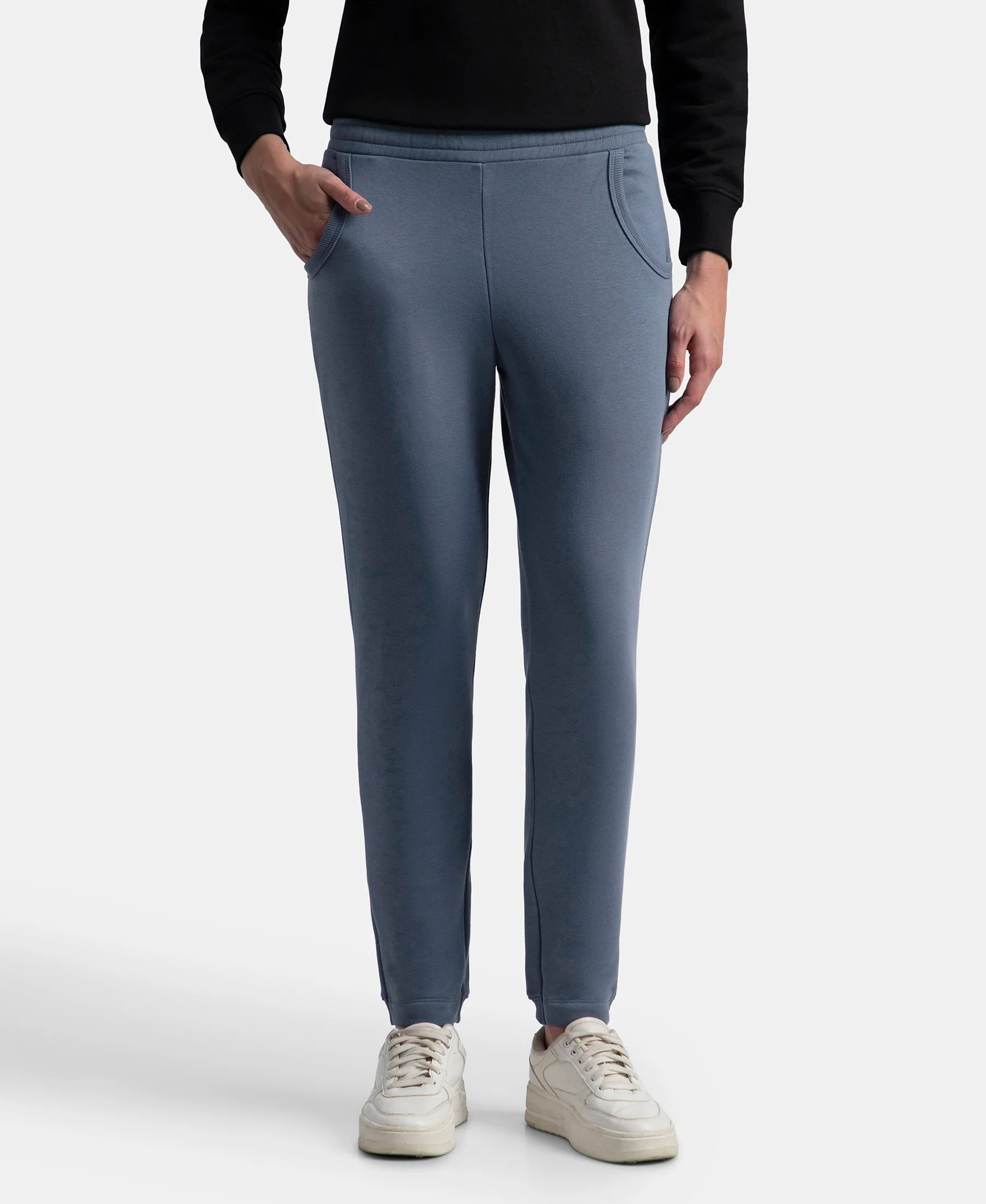 Super Combed Cotton Rich Fleece Fabric Regular Fit Joggers With Staywarm Technology - Vintage Indigo