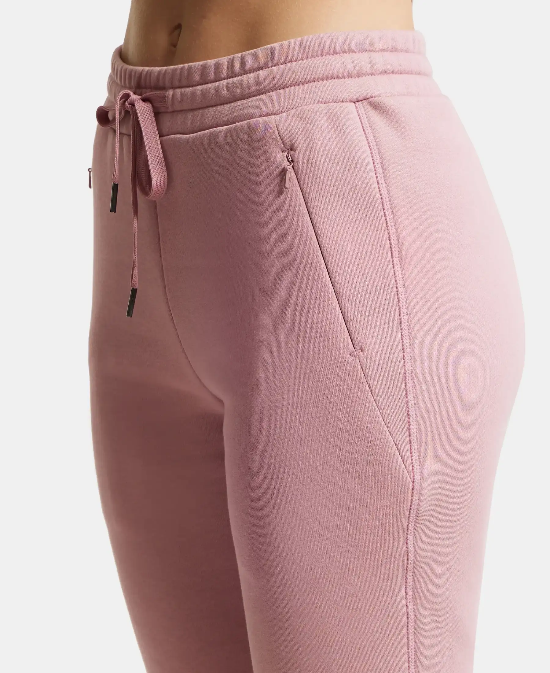 Super Combed Cotton Rich Fleece Fabric Straight Fit Trackpants with Zipper Pockets - Lilas - Image 6