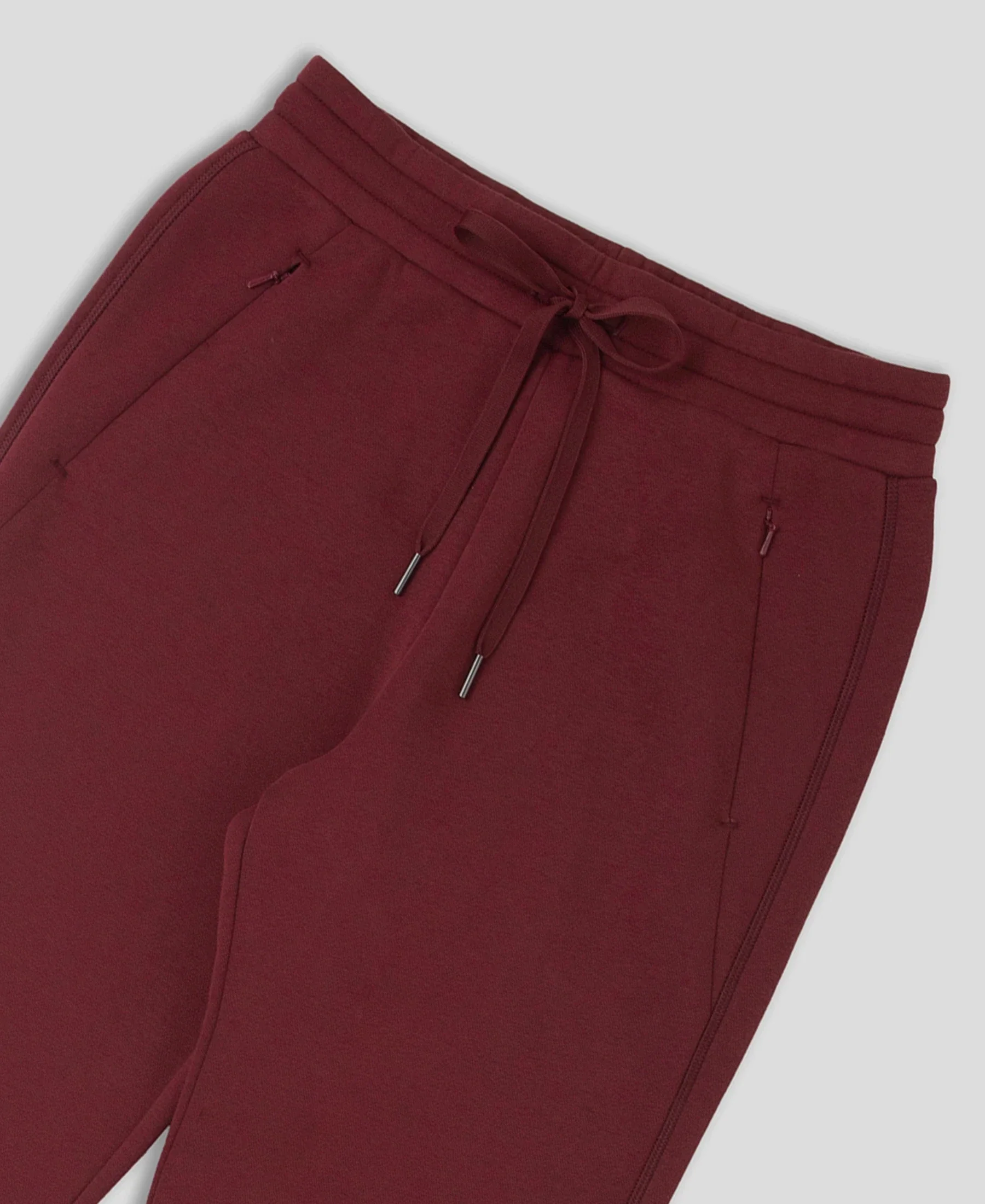Super Combed Cotton Rich Fleece Fabric Straight Fit Trackpants with Zipper Pockets - Maroon Banner - Image 8
