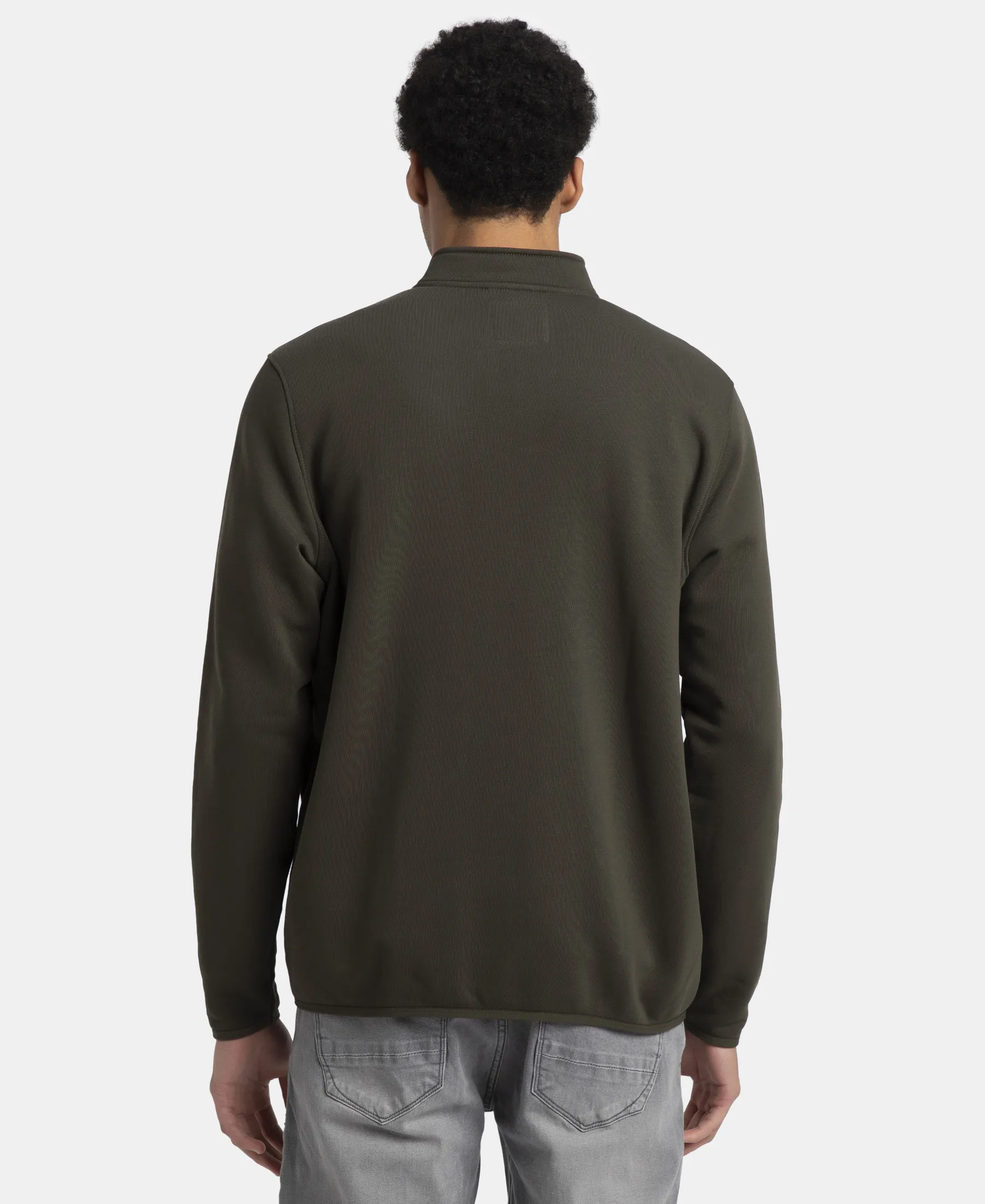Super Combed Cotton Rich Fleece Jacket with StayWarm Technology - Olive - Image 3