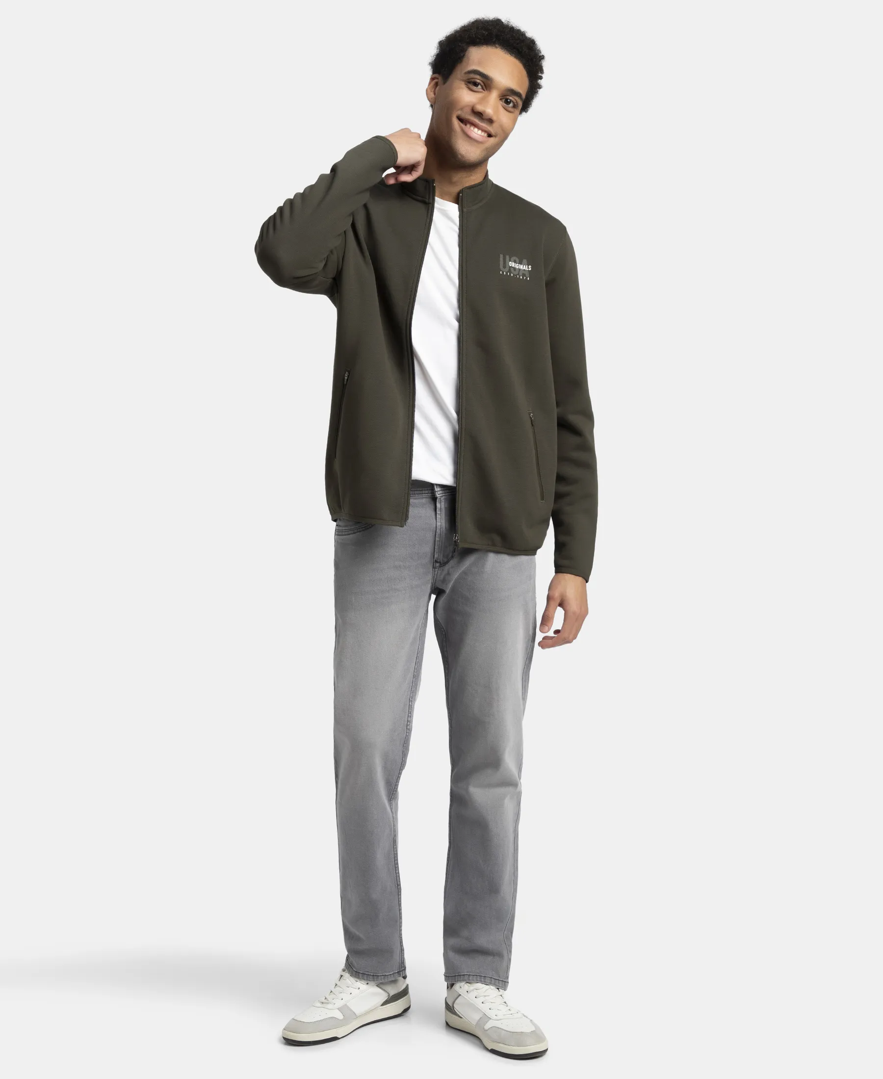 Super Combed Cotton Rich Fleece Jacket with StayWarm Technology - Olive - Image 4