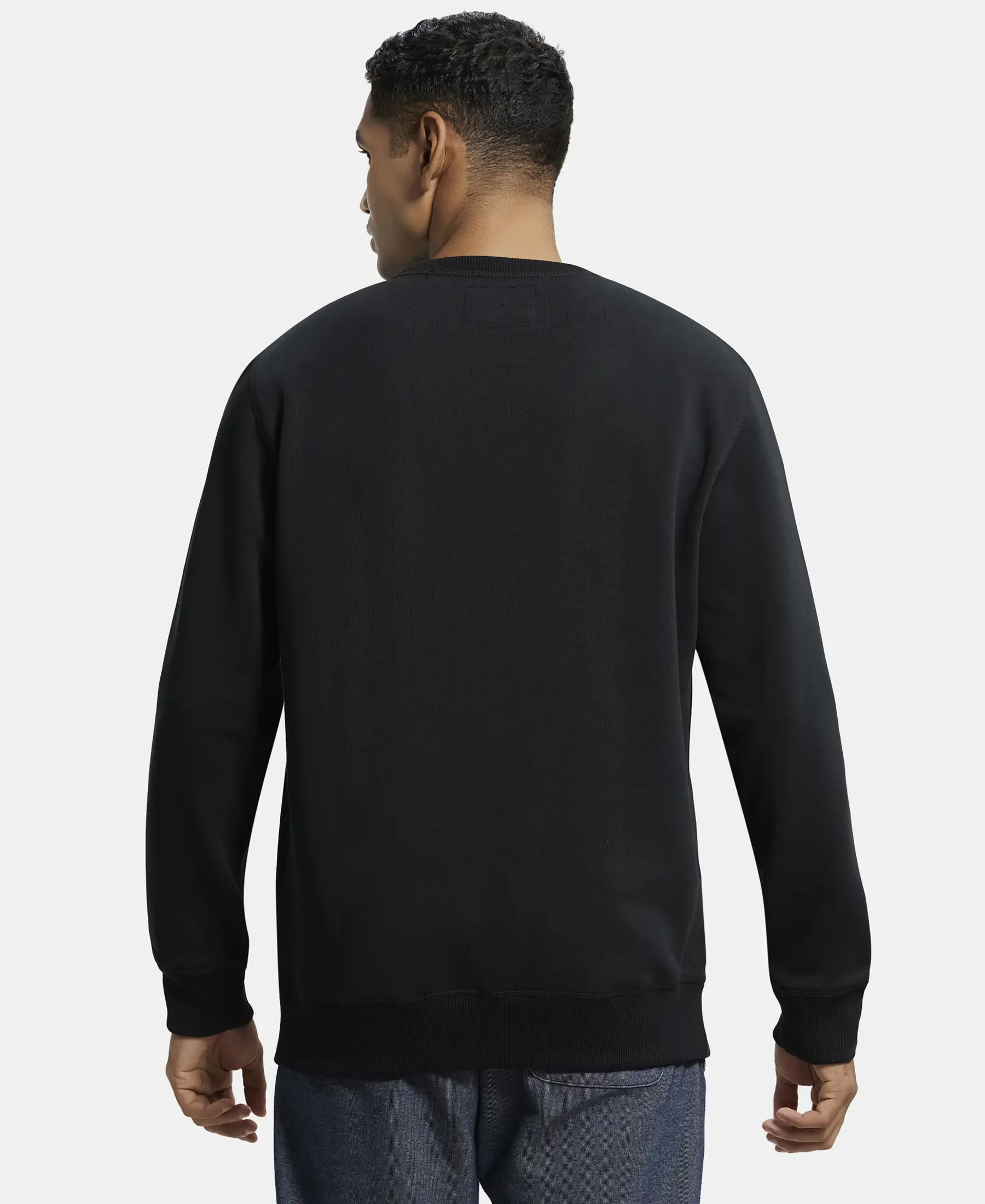 Super Combed Cotton Rich Fleece Sweatshirt with StayWarm Technology - Black - Image 3