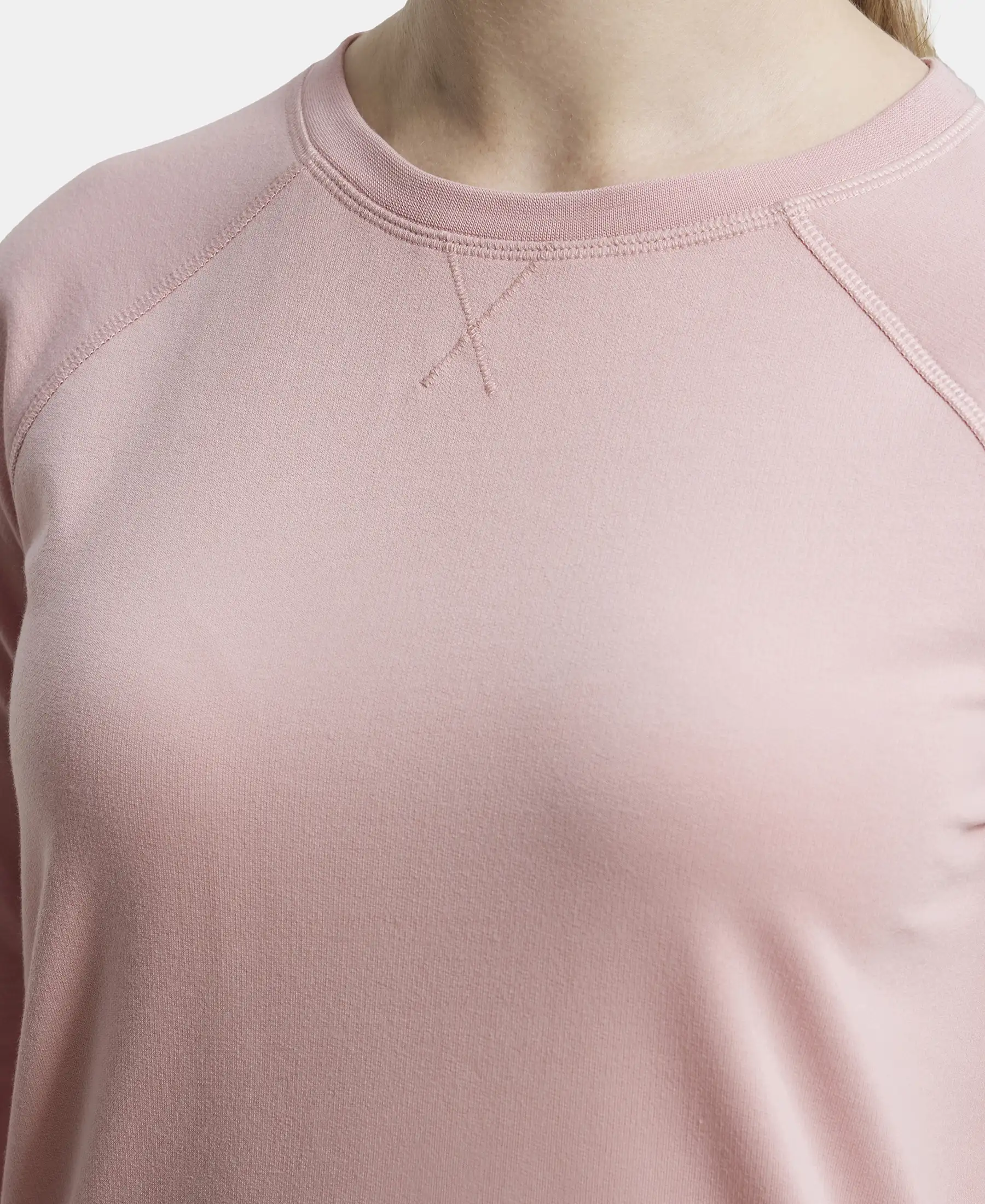Super Combed Cotton Rich French Terry Fabric Solid Sweatshirt with Raglan Sleeve Styling - Blush - Image 6