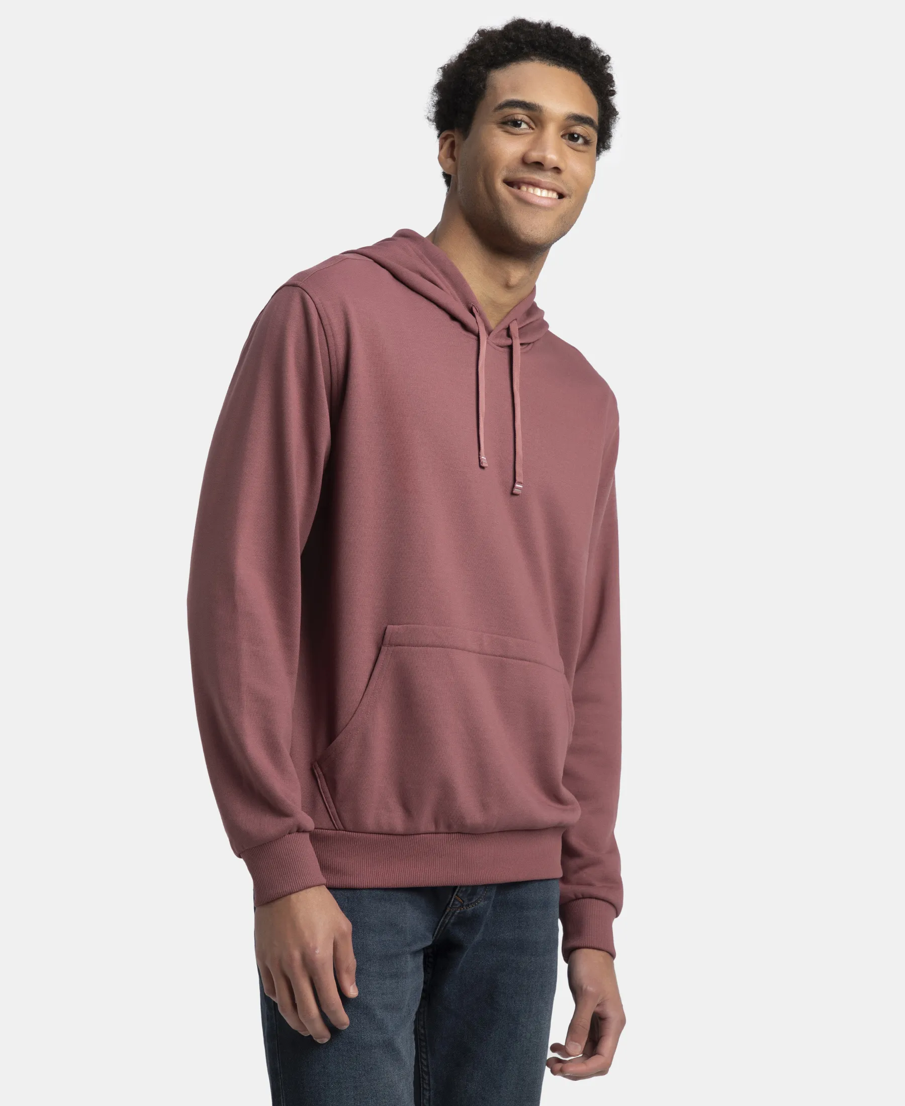 Super Combed Cotton Rich French Terry Hoodie Sweatshirt with Ribbed Cuffs - Wild Ginger - Image 2