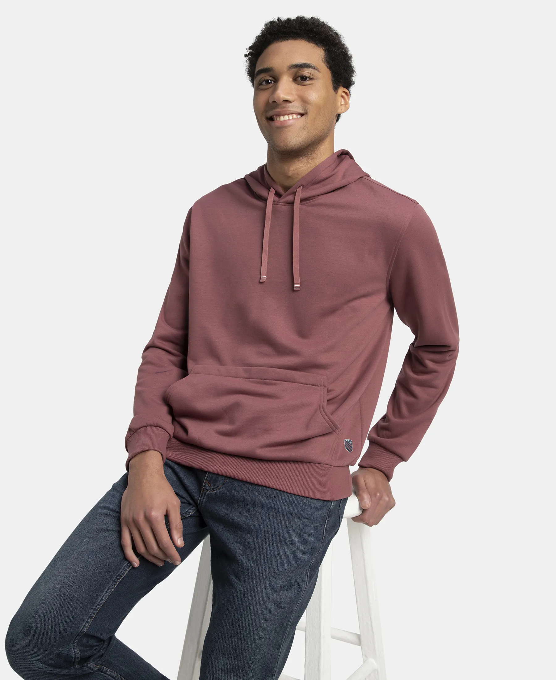 Super Combed Cotton Rich French Terry Hoodie Sweatshirt with Ribbed Cuffs - Wild Ginger - Image 5