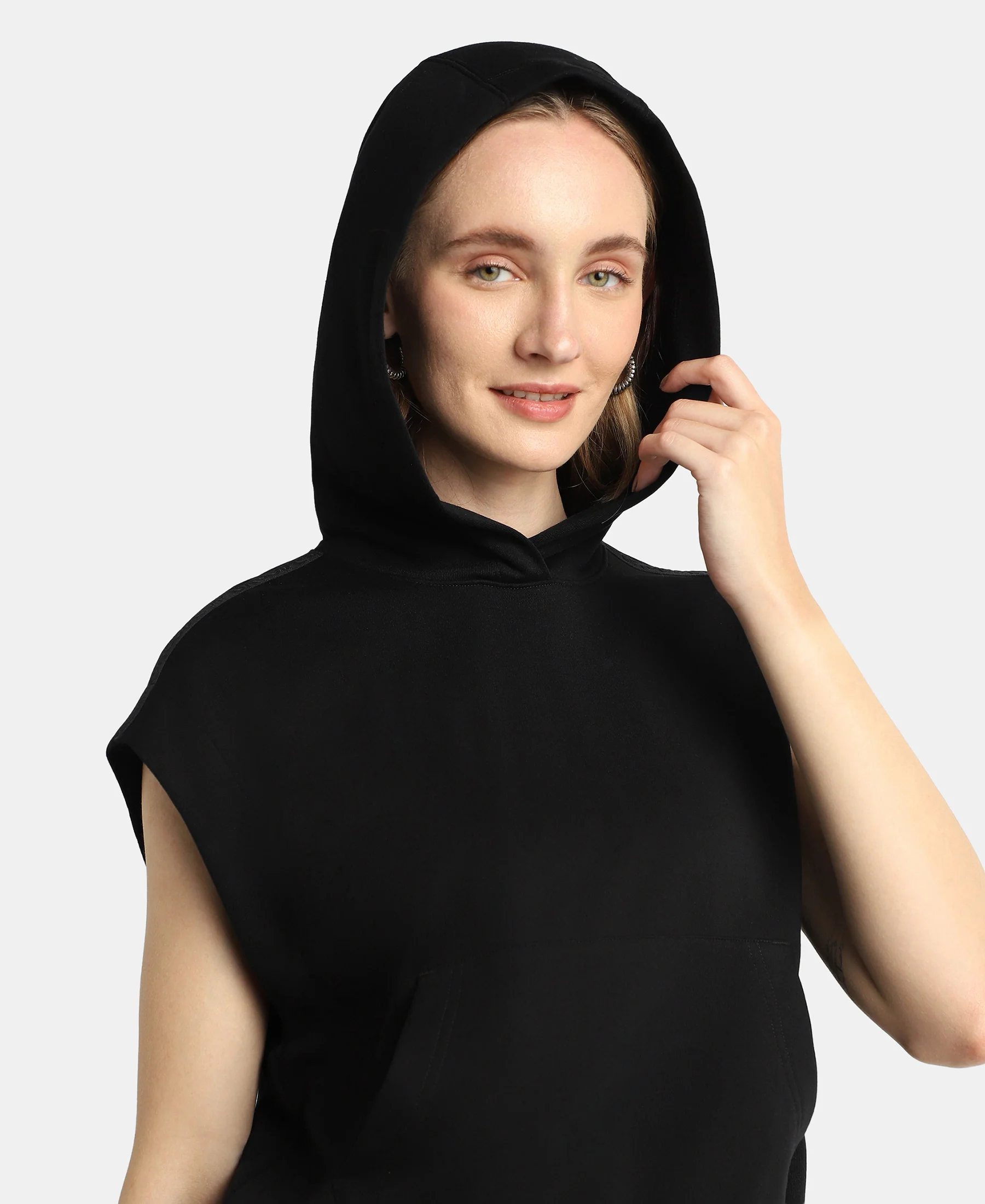 Super Combed Cotton Rich French Terry Oversized Sleeves Hoodie - Black - Image 8