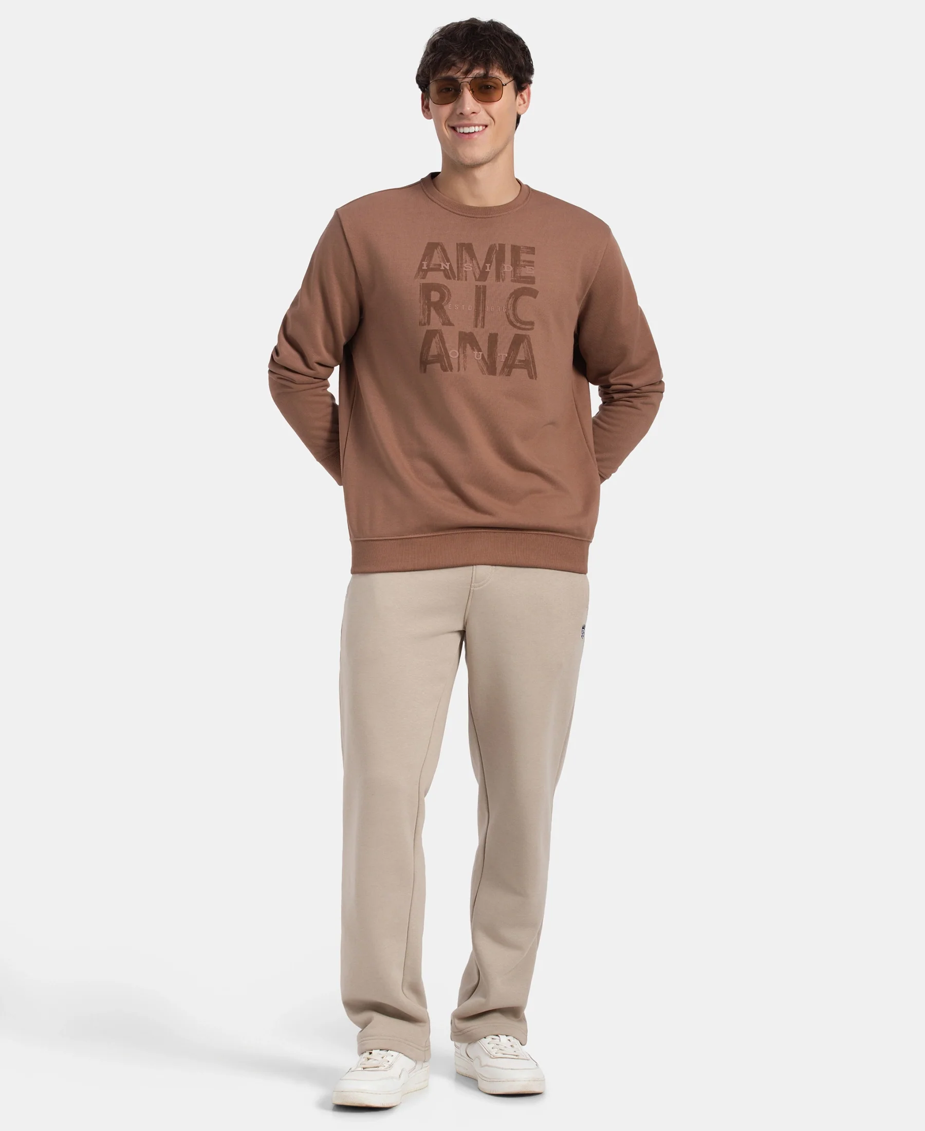 Super Combed Cotton Rich French Terry Printed Sweatshirt with Ribbed Cuffs - Acorn - Image 6