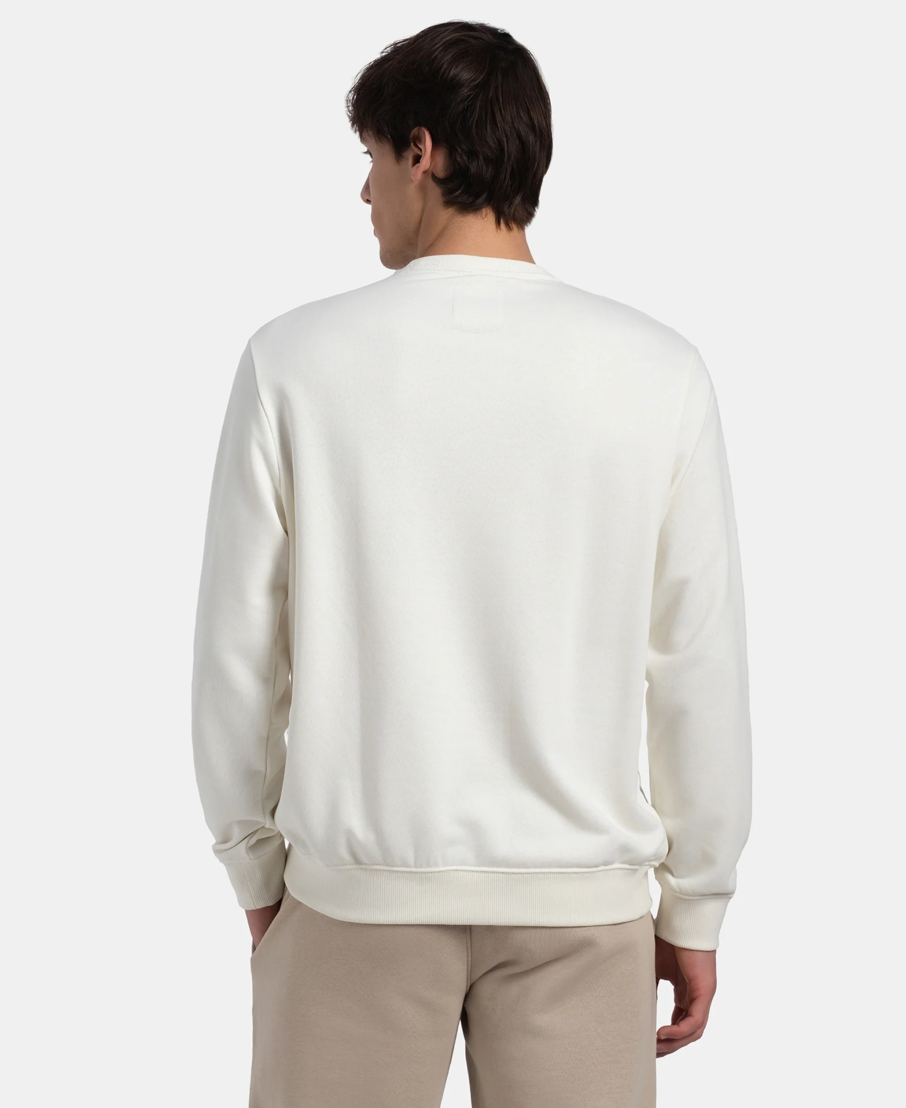 Super Combed Cotton Rich French Terry Printed Sweatshirt with Ribbed Cuffs - Cannaoli Cream - Image 3