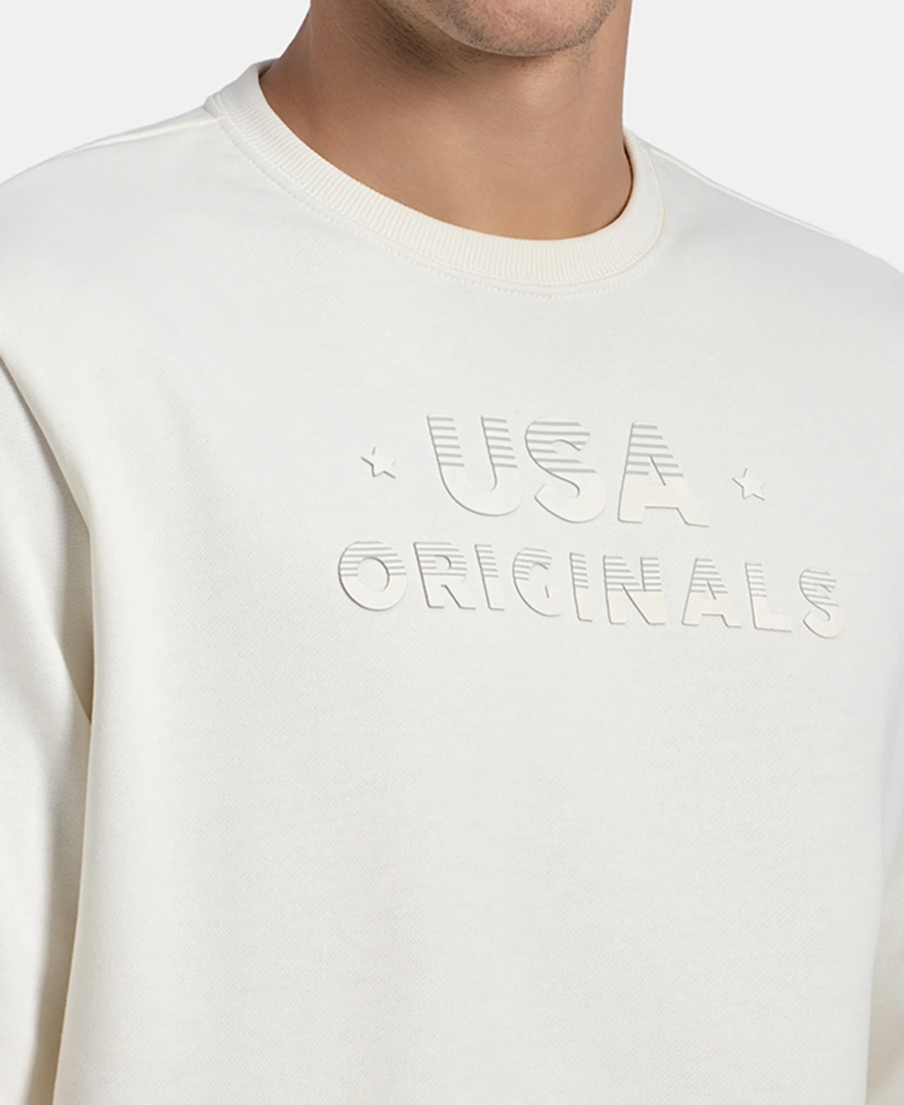 Super Combed Cotton Rich French Terry Printed Sweatshirt with Ribbed Cuffs - Cannaoli Cream - Image 7
