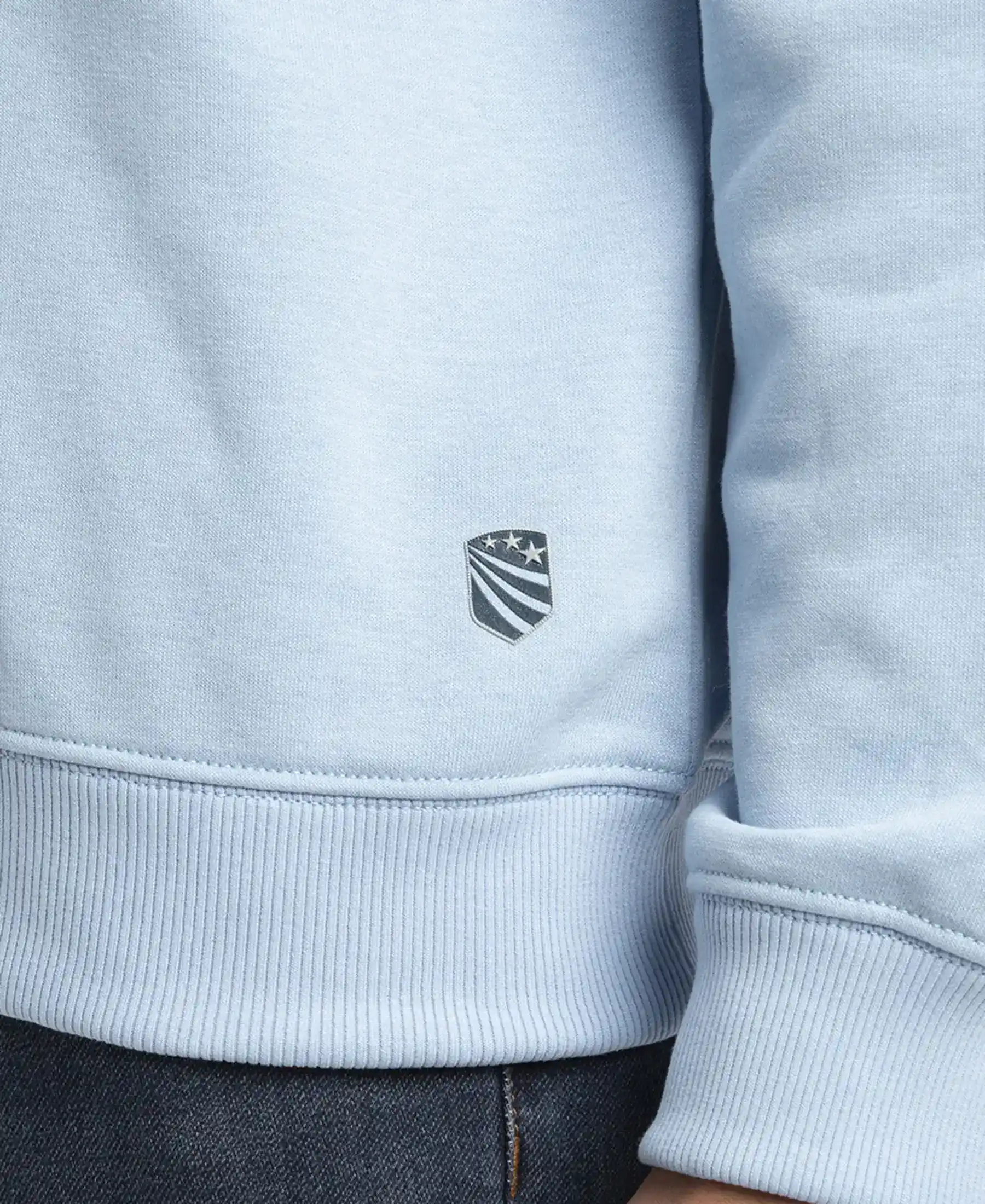 Super Combed Cotton Rich French Terry Printed Sweatshirt with Ribbed Cuffs - Powder Blue - Image 7