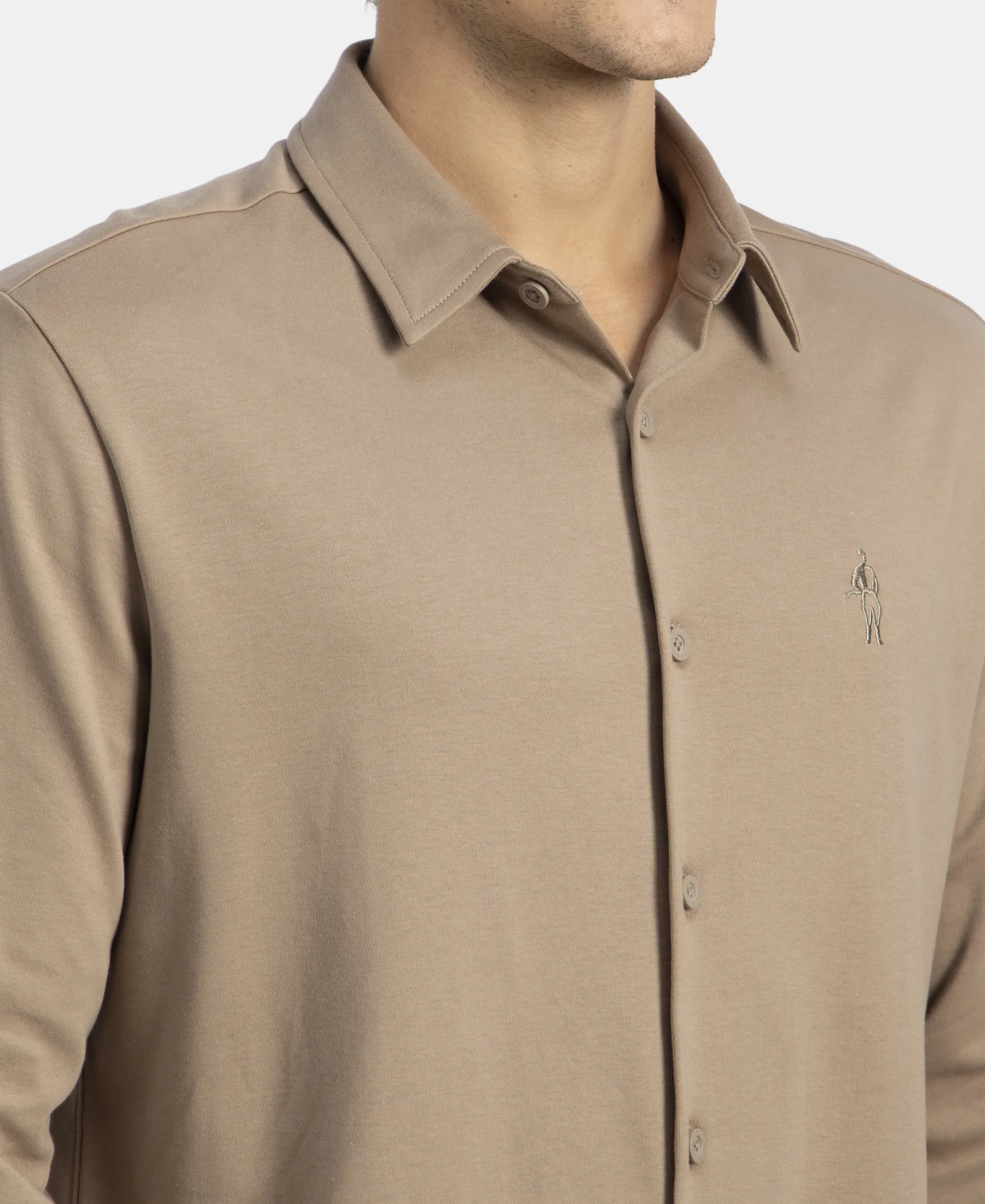 Super Combed Cotton Rich Full Sleeve Knit Shirt - Desert Taupe - Image 7
