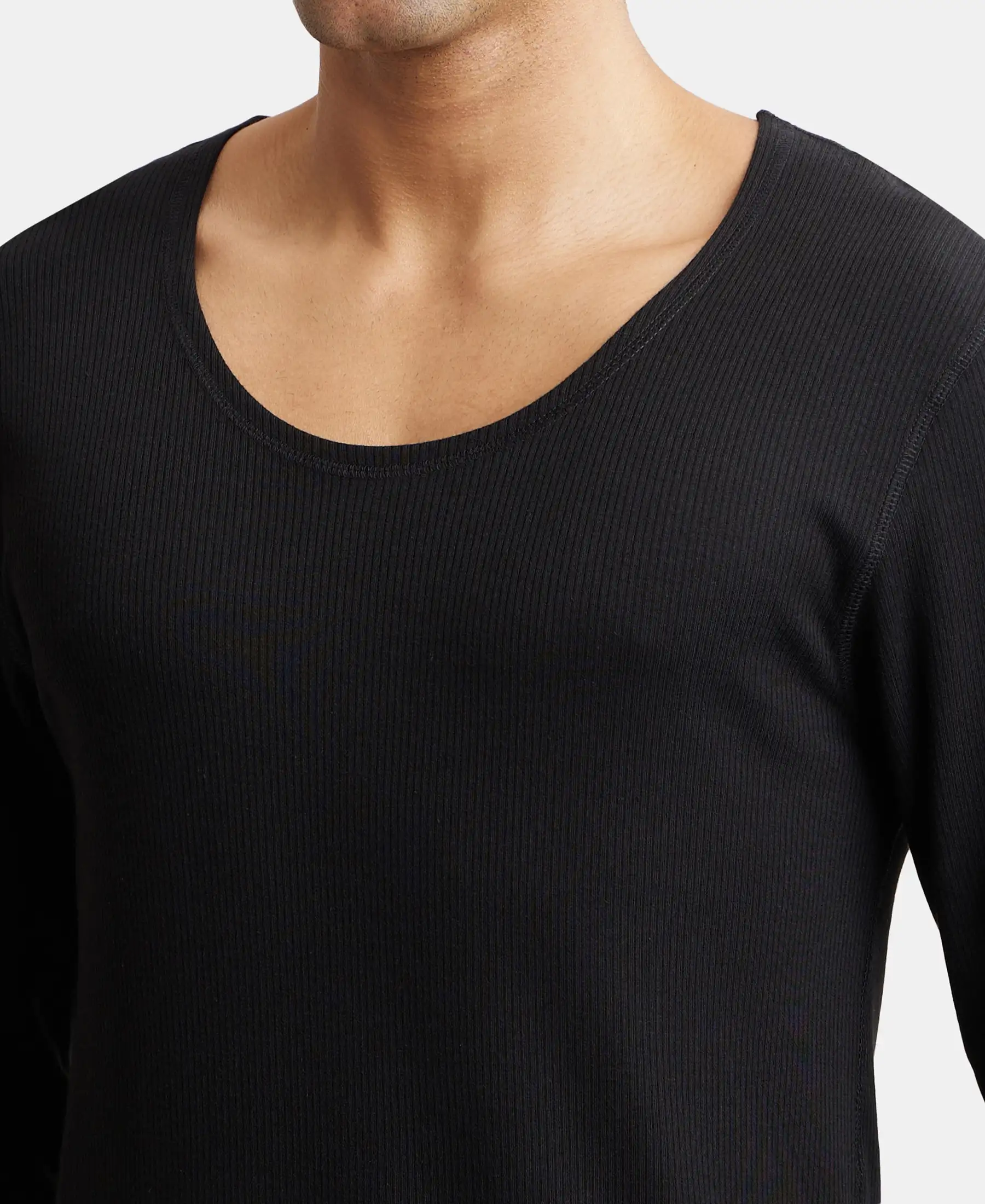 Extra Warmth Super Combed Cotton Rich Full Sleeve Thermal Undershirt with StayWarm Technology - Black - Image 6