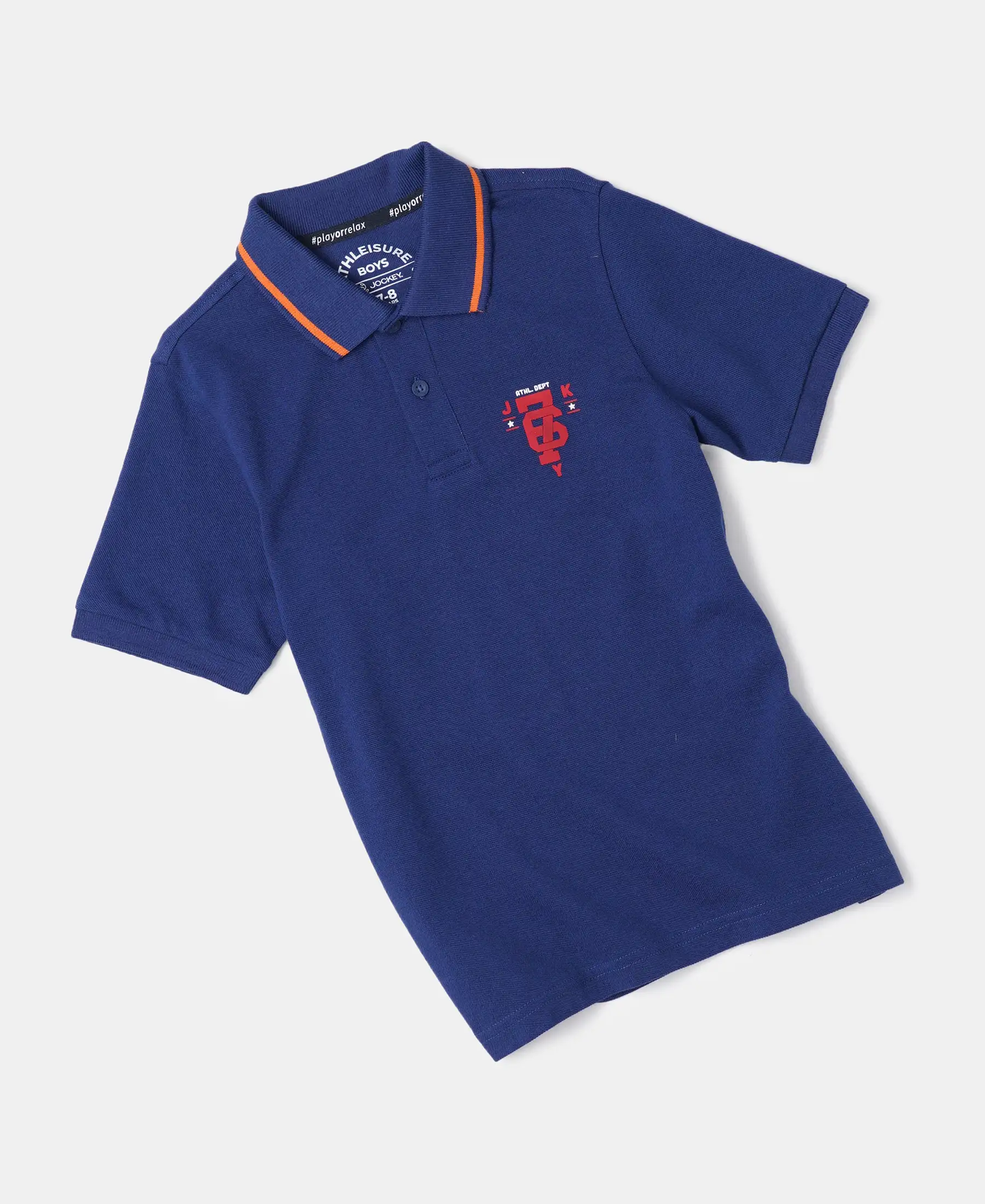 Boy's Super Combed Cotton Rich Graphic Printed Half Sleeve Polo T-Shirt - Blue Depth - Image 5