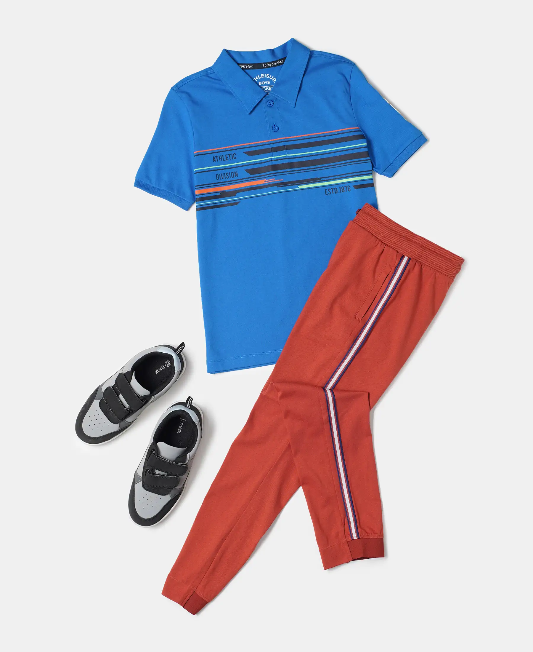 Boy's Super Combed Cotton Rich Graphic Printed Half Sleeve Polo T-Shirt - Neon Blue - Image 4