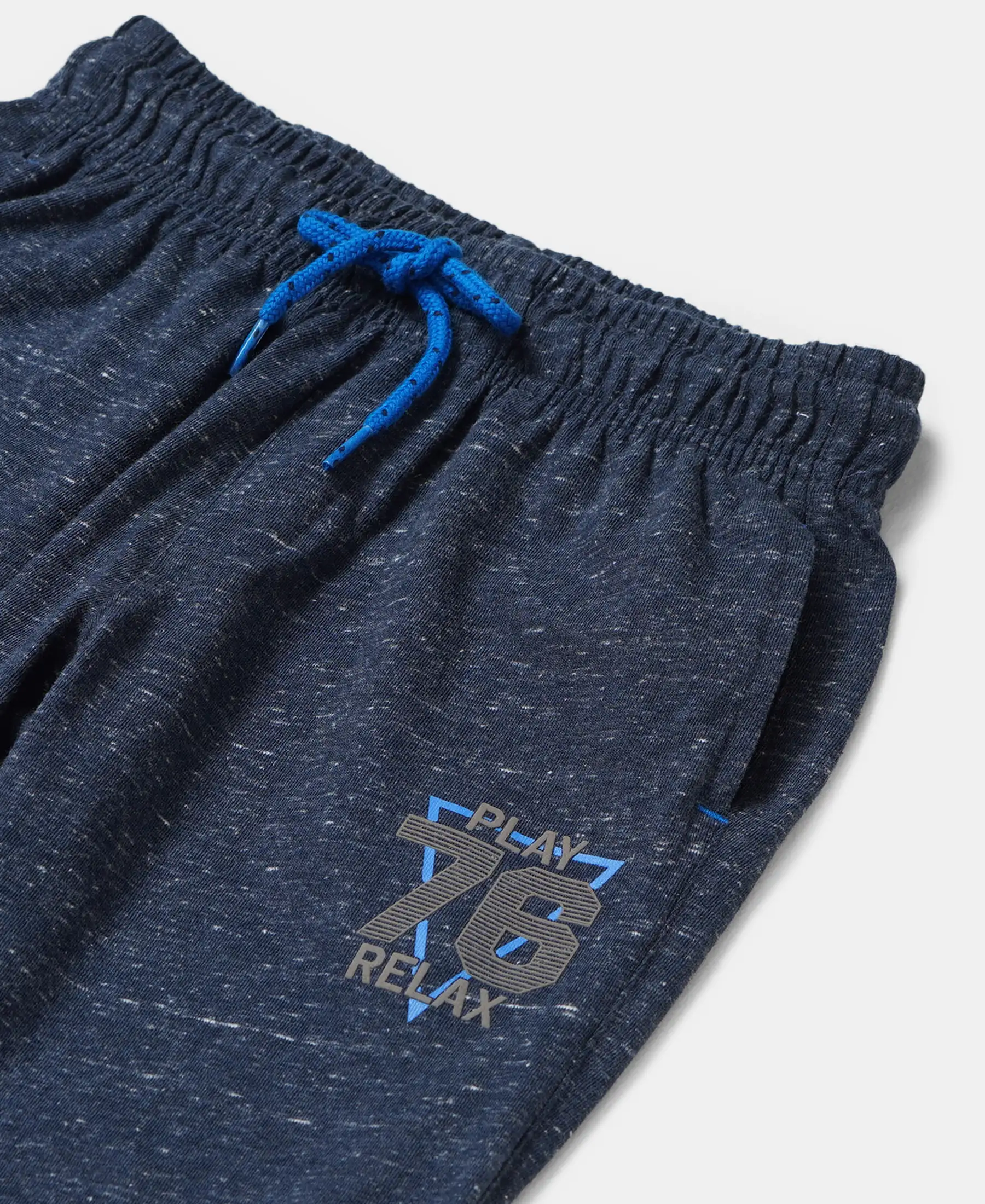 Boy's Super Combed Cotton Rich Graphic Printed Joggers with Elasticated Hem - Blue Snow Melange - Image 3