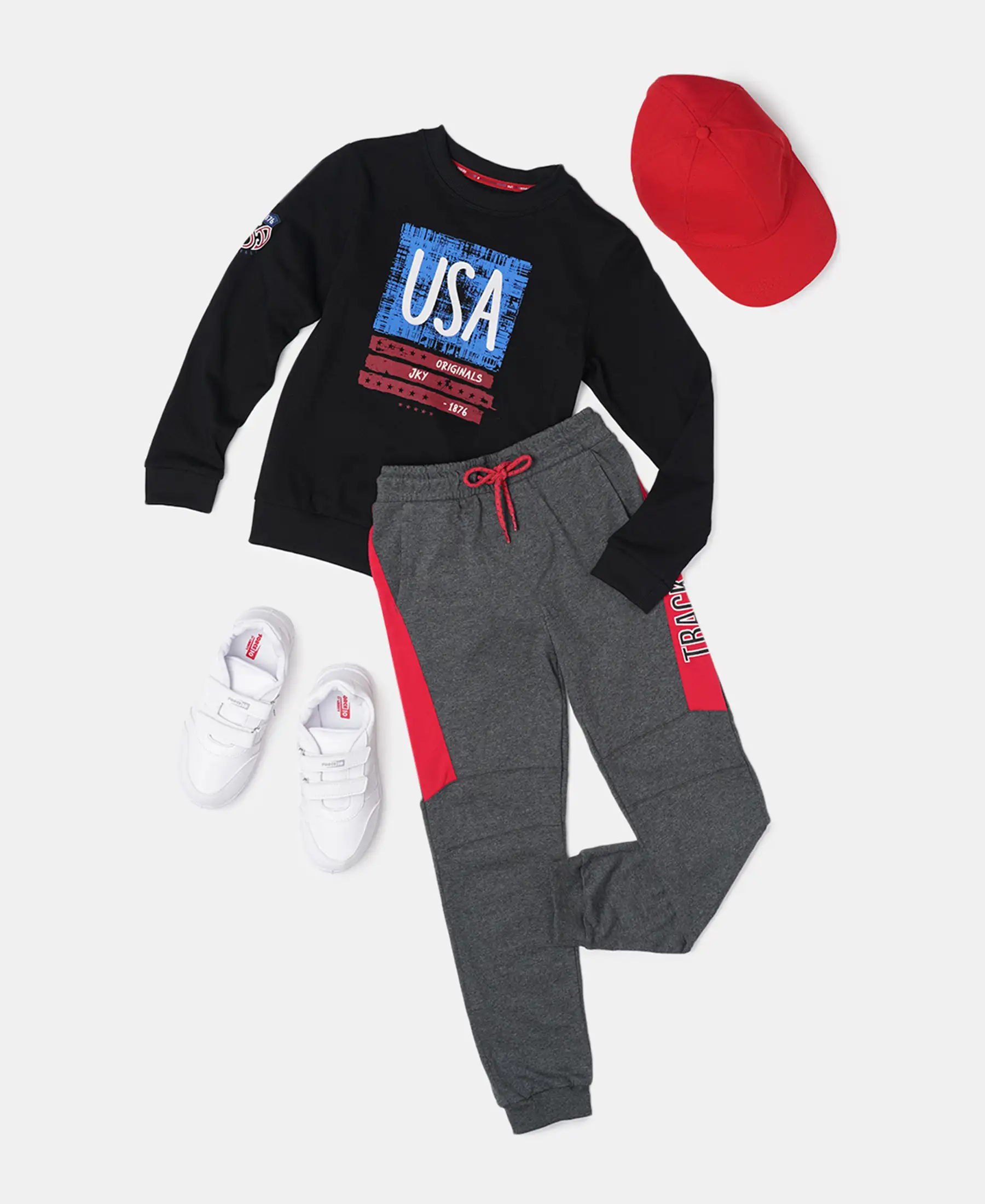 Boy's Super Combed Cotton Rich Graphic Printed Joggers with Ribbed Cuff Hem - Charcoal Melange - Image 4