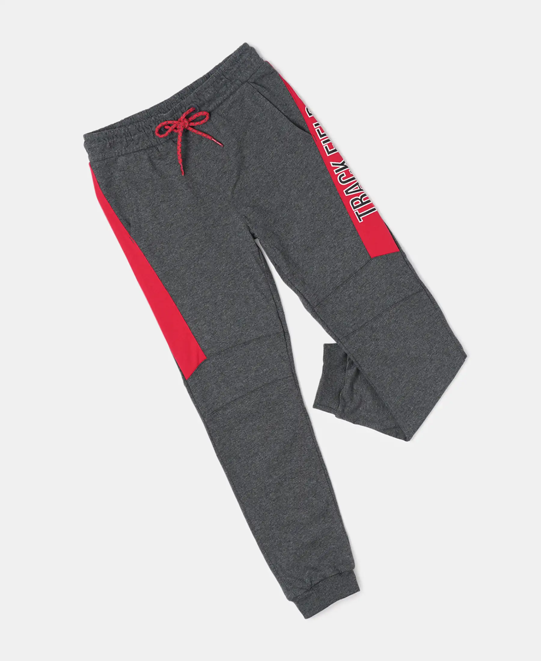 Boy's Super Combed Cotton Rich Graphic Printed Joggers with Ribbed Cuff Hem - Charcoal Melange - Image 5