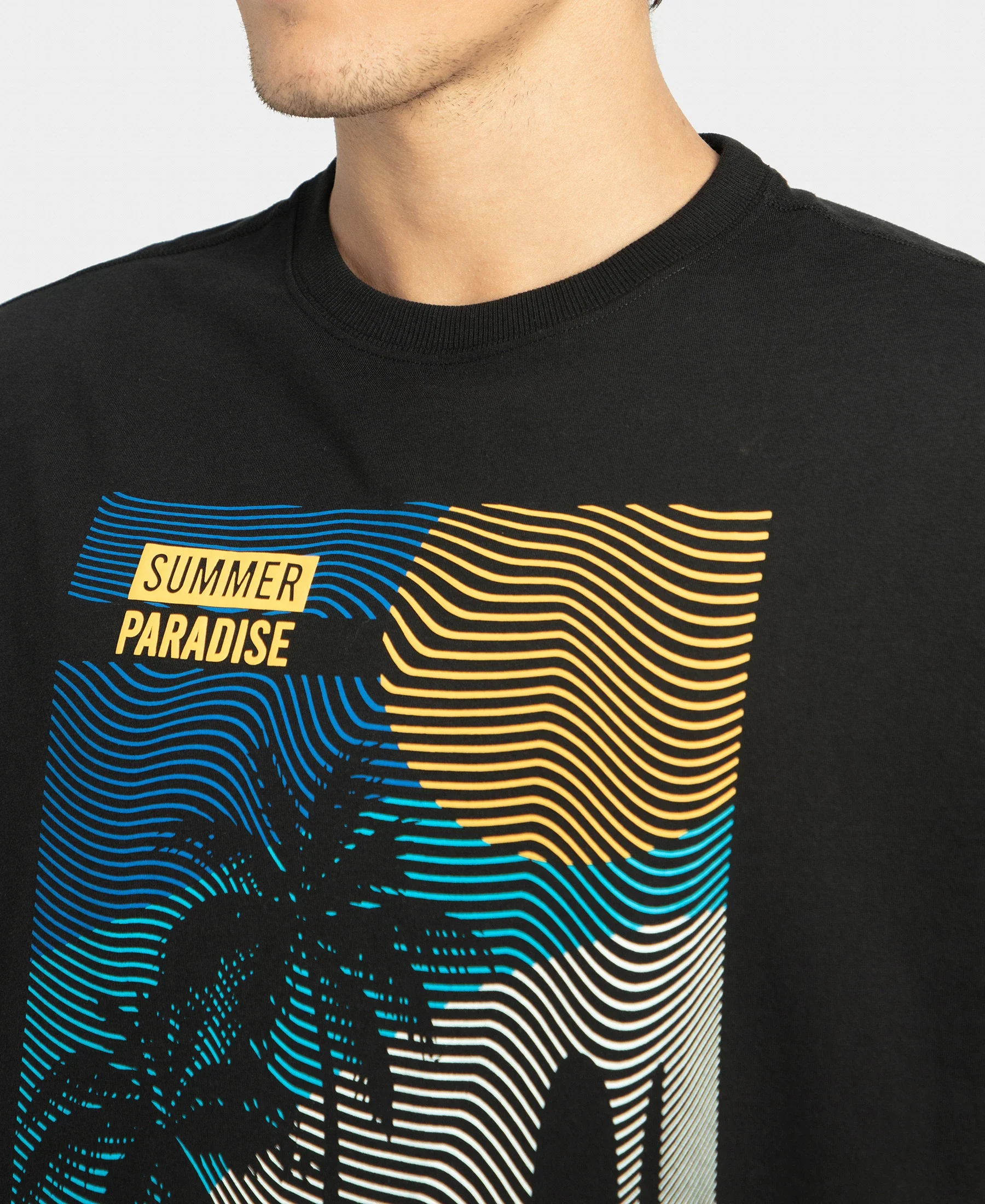 Super Combed Cotton Rich Graphic Printed Oversized T-Shirt - Black - Image 7