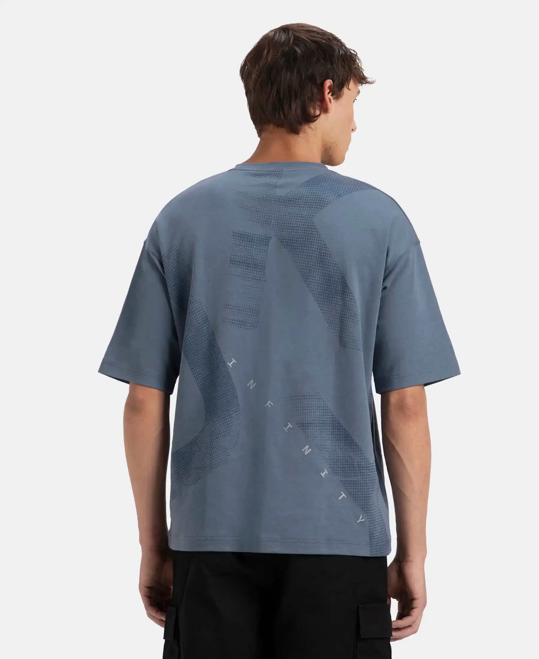 Super Combed Cotton Rich Graphic Printed Oversized T-Shirt - Blue - Image 3