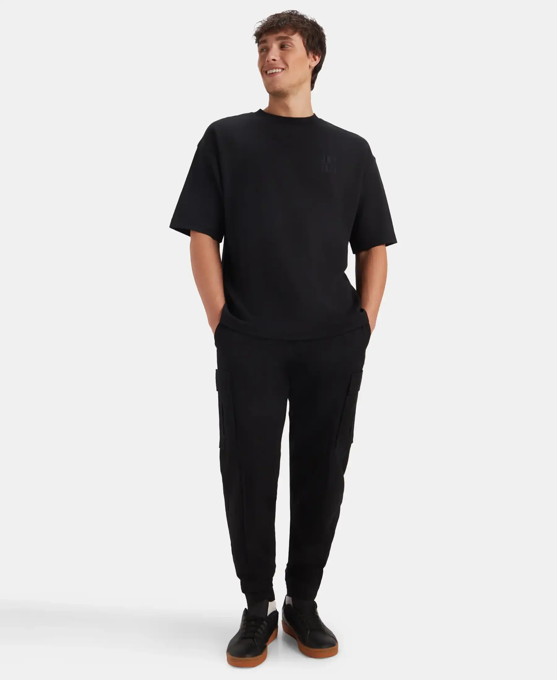 Super Combed Cotton Rich Graphic Printed Oversized T-Shirt - Deep Black - Image 3