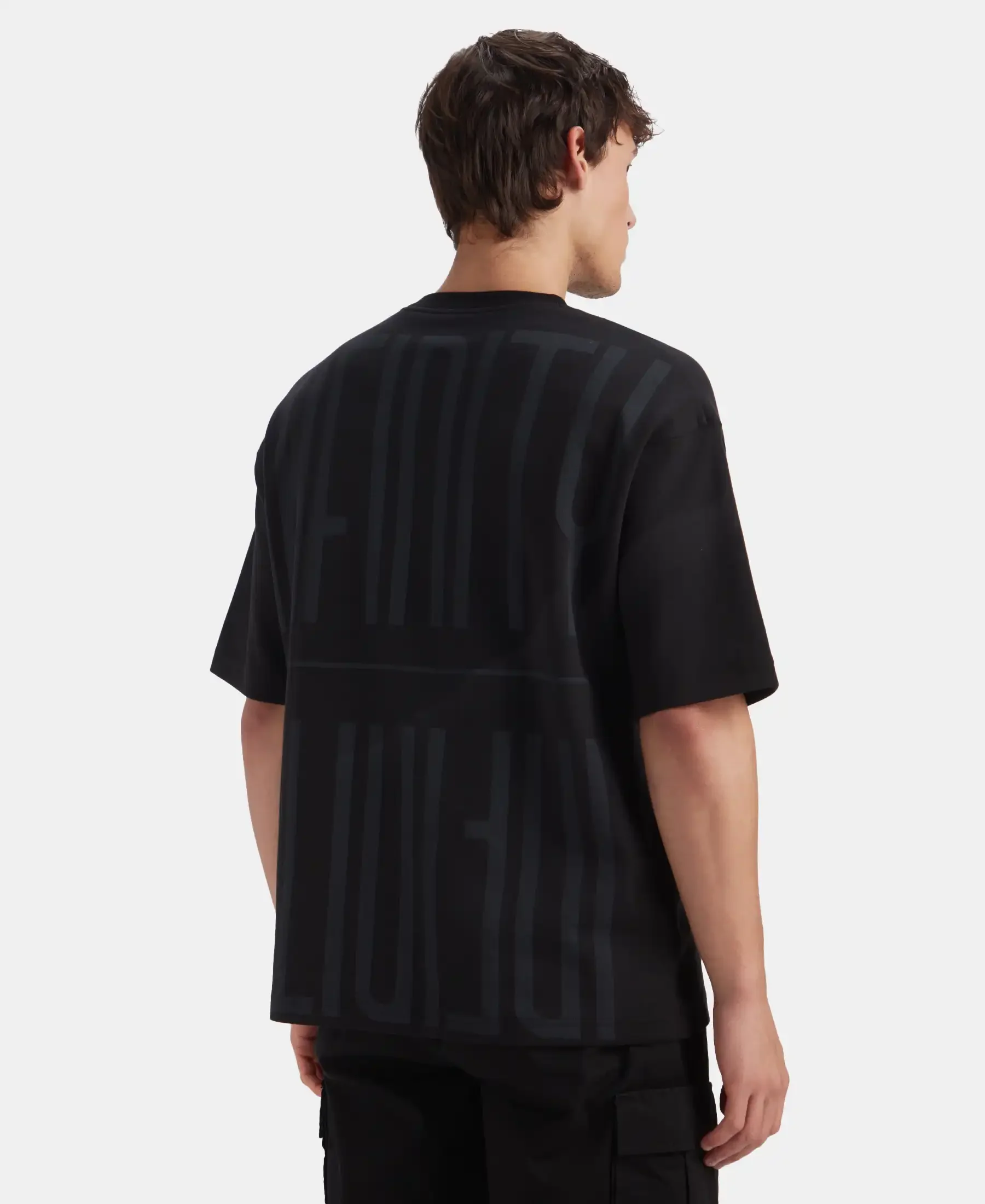 Super Combed Cotton Rich Graphic Printed Oversized T-Shirt - Deep Black - Image 4