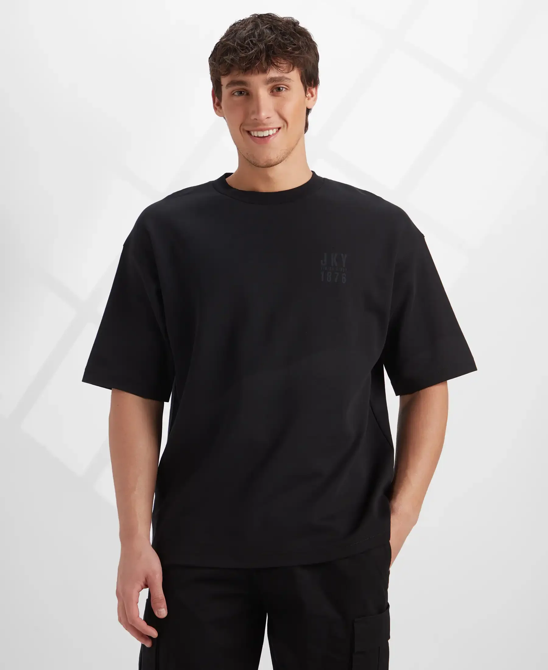 Super Combed Cotton Rich Graphic Printed Oversized T-Shirt - Deep Black - Image 5