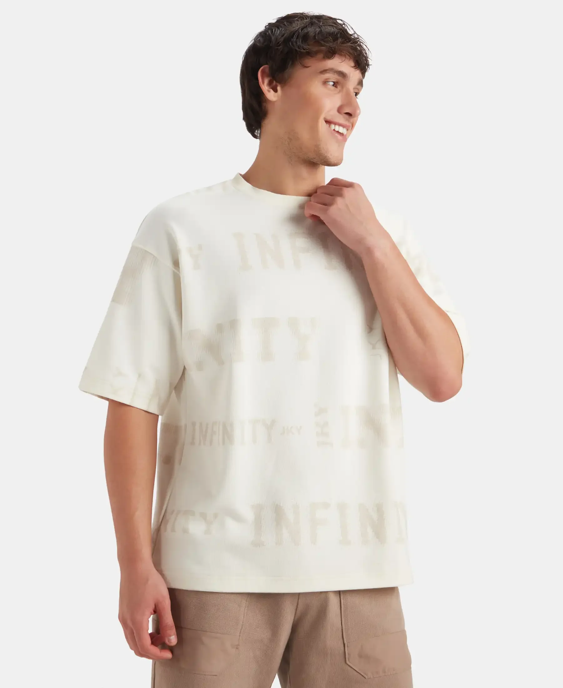 Super Combed Cotton Rich Graphic Printed Oversized T-Shirt - Snow White - Image 8