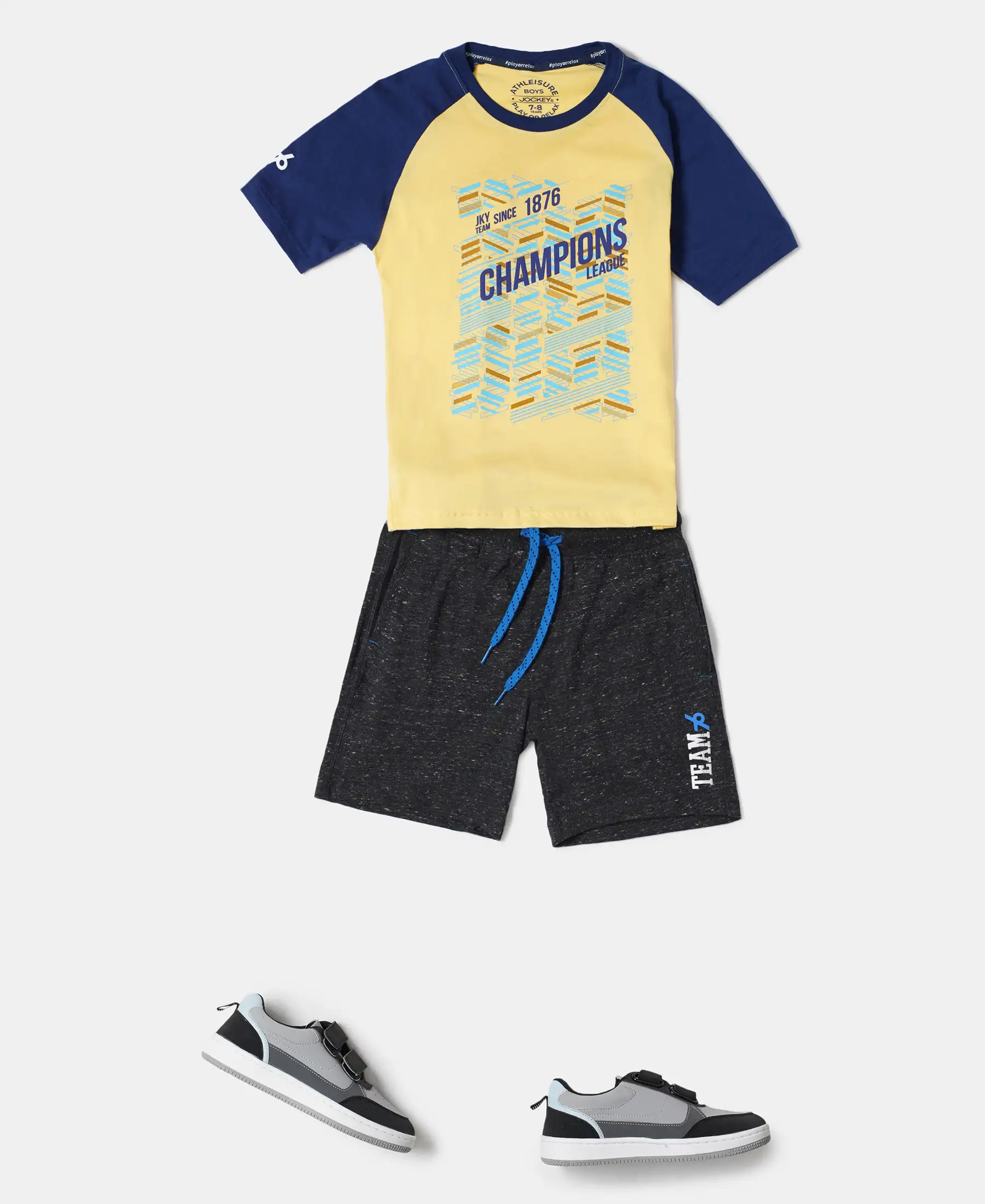 Boy's Super Combed Cotton Rich Graphic Printed Shorts - Black Snow Melange - Image 4
