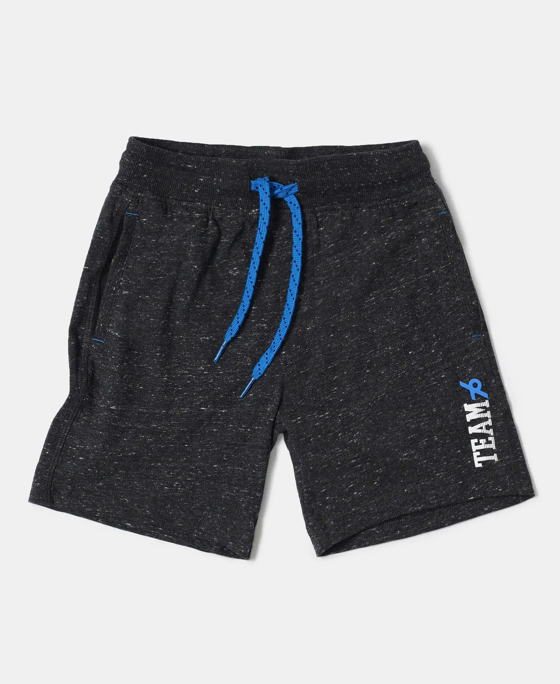 Boy's Super Combed Cotton Rich Graphic Printed Shorts - Black Snow Melange - Image 5